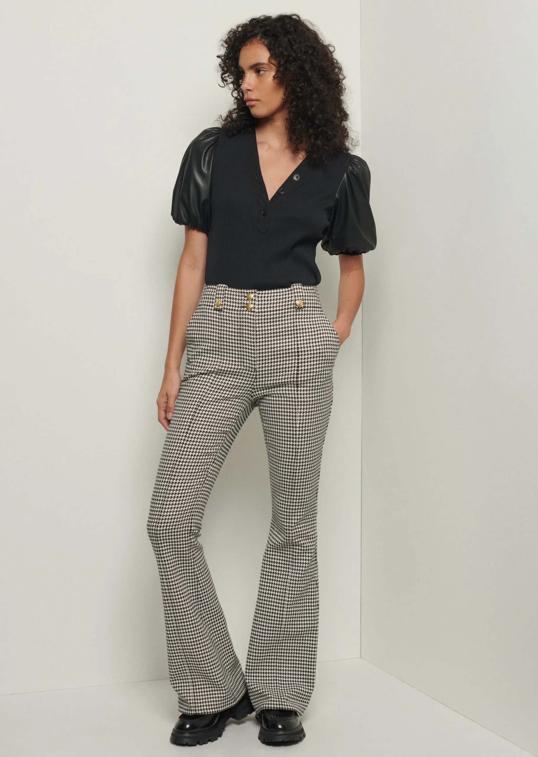 Derek Lam -Holland Utility Flared Pants Ivory-Black