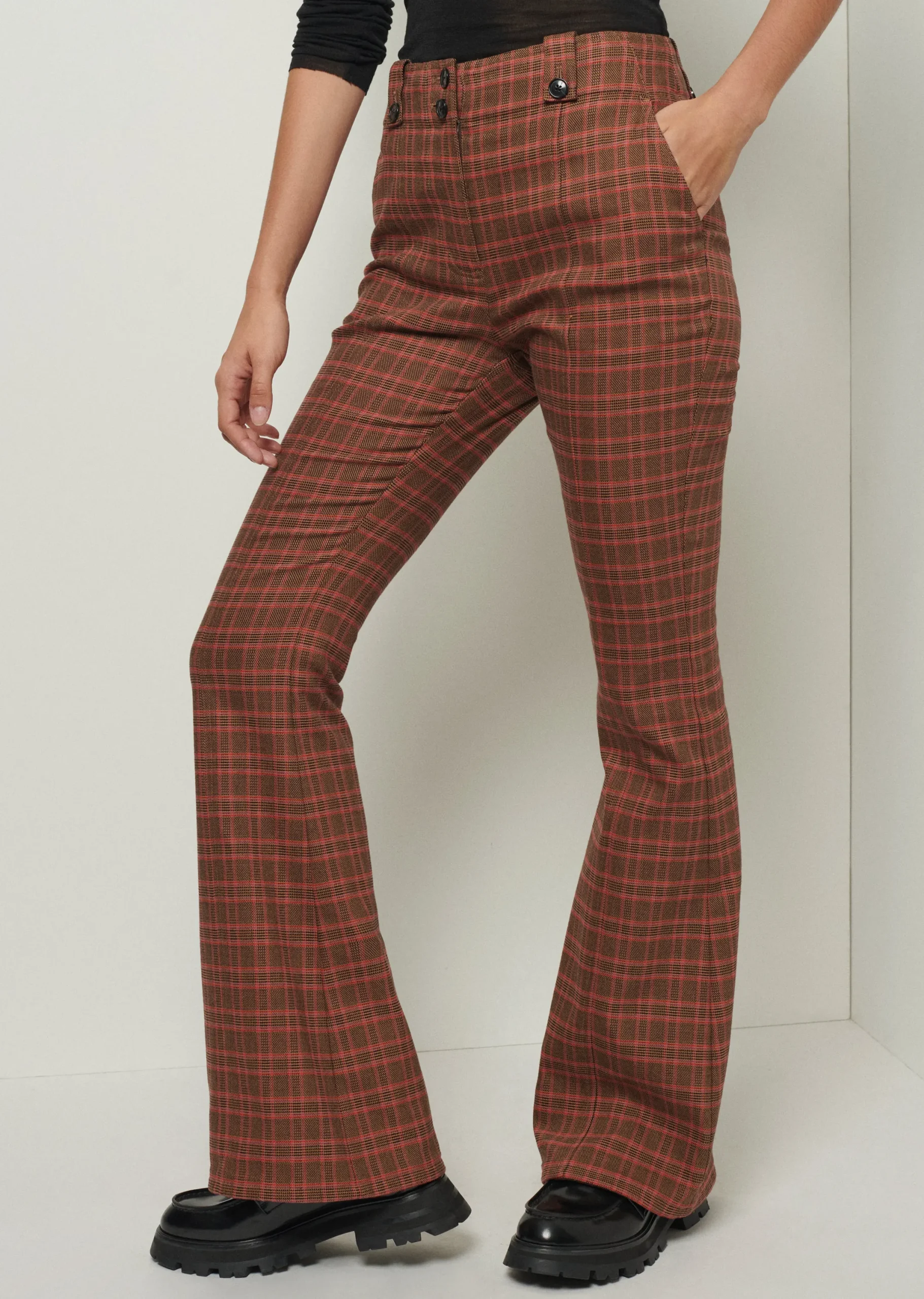 Derek Lam -Holland Utility Flared Pants Brown-Red Multi