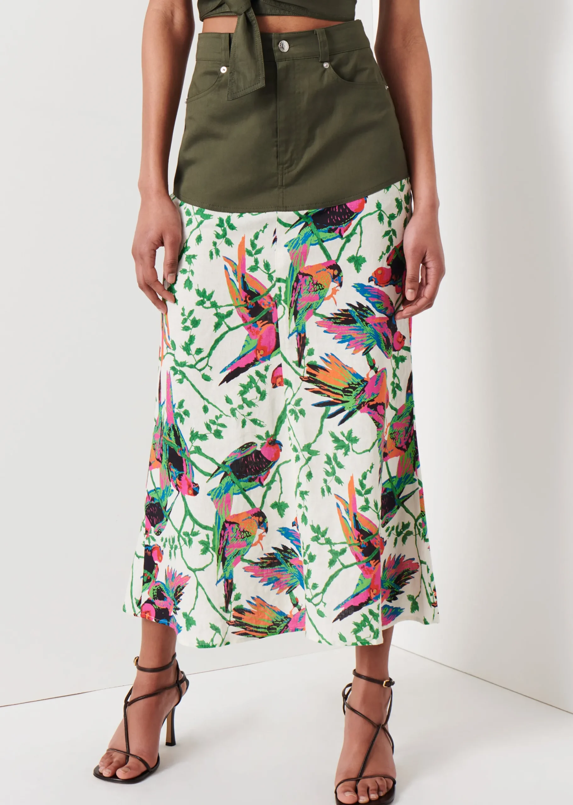 Derek Lam -Ingrid Mixed Media Skirt Cream Multi
