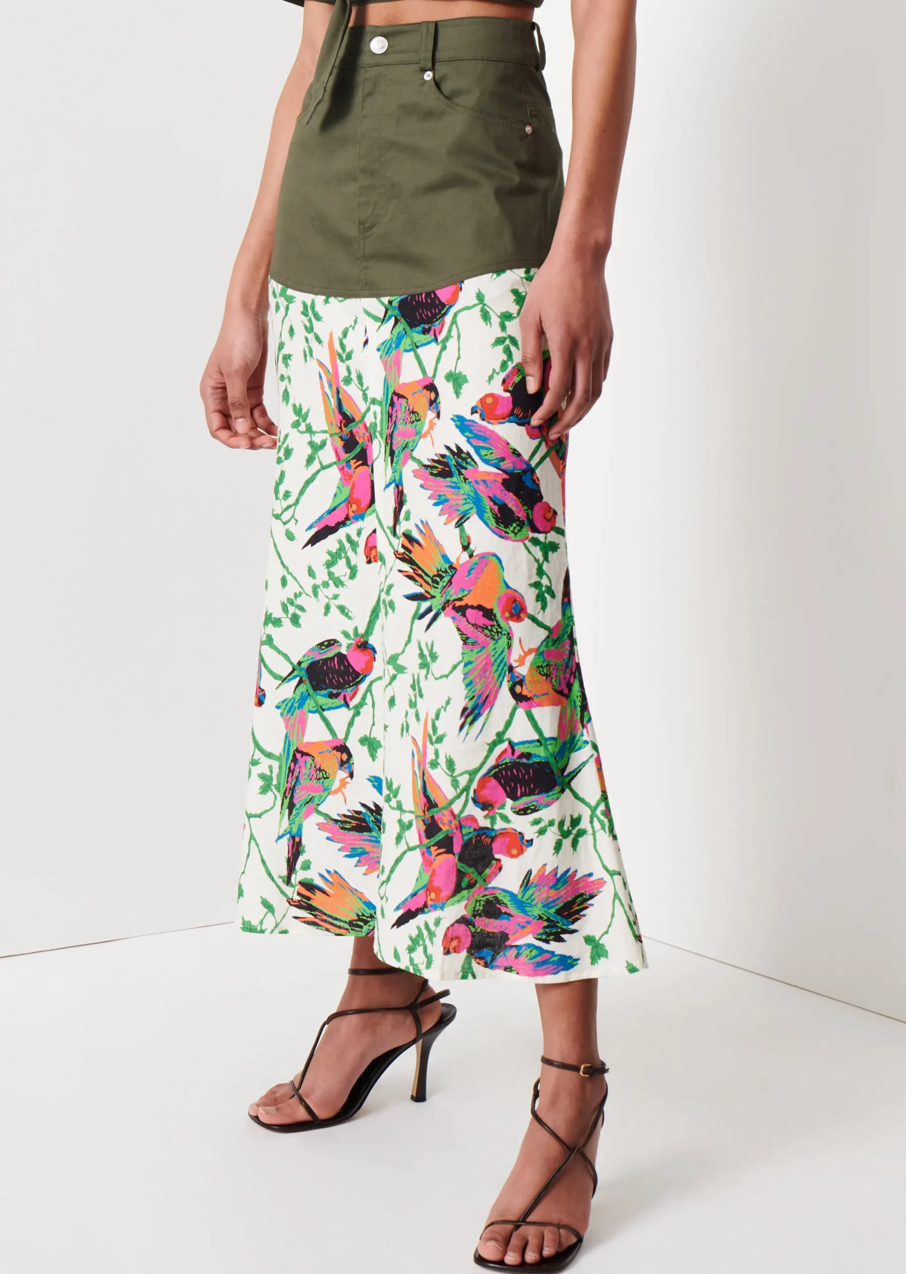 Derek Lam -Ingrid Mixed Media Skirt Cream Multi