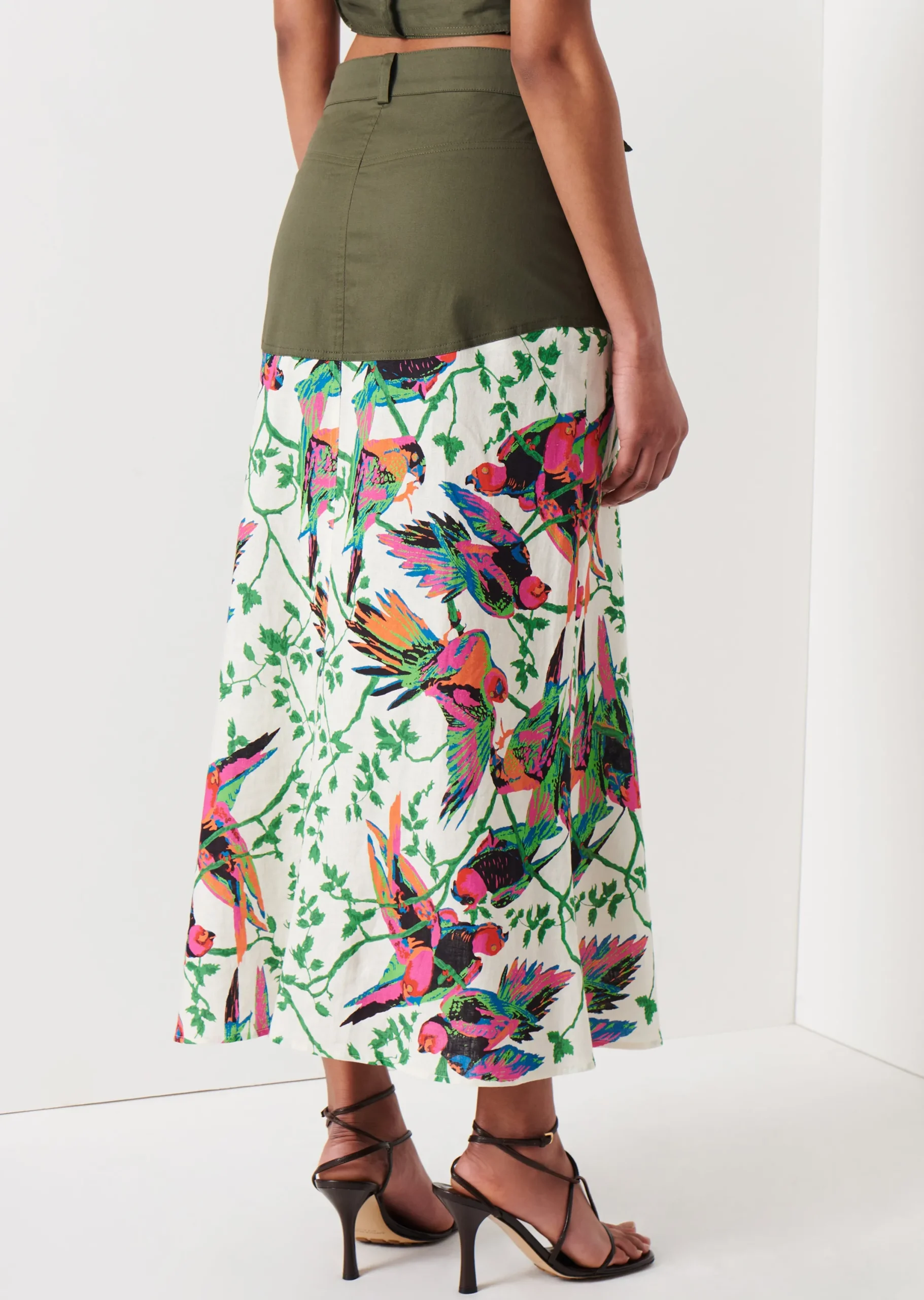 Derek Lam -Ingrid Mixed Media Skirt Cream Multi
