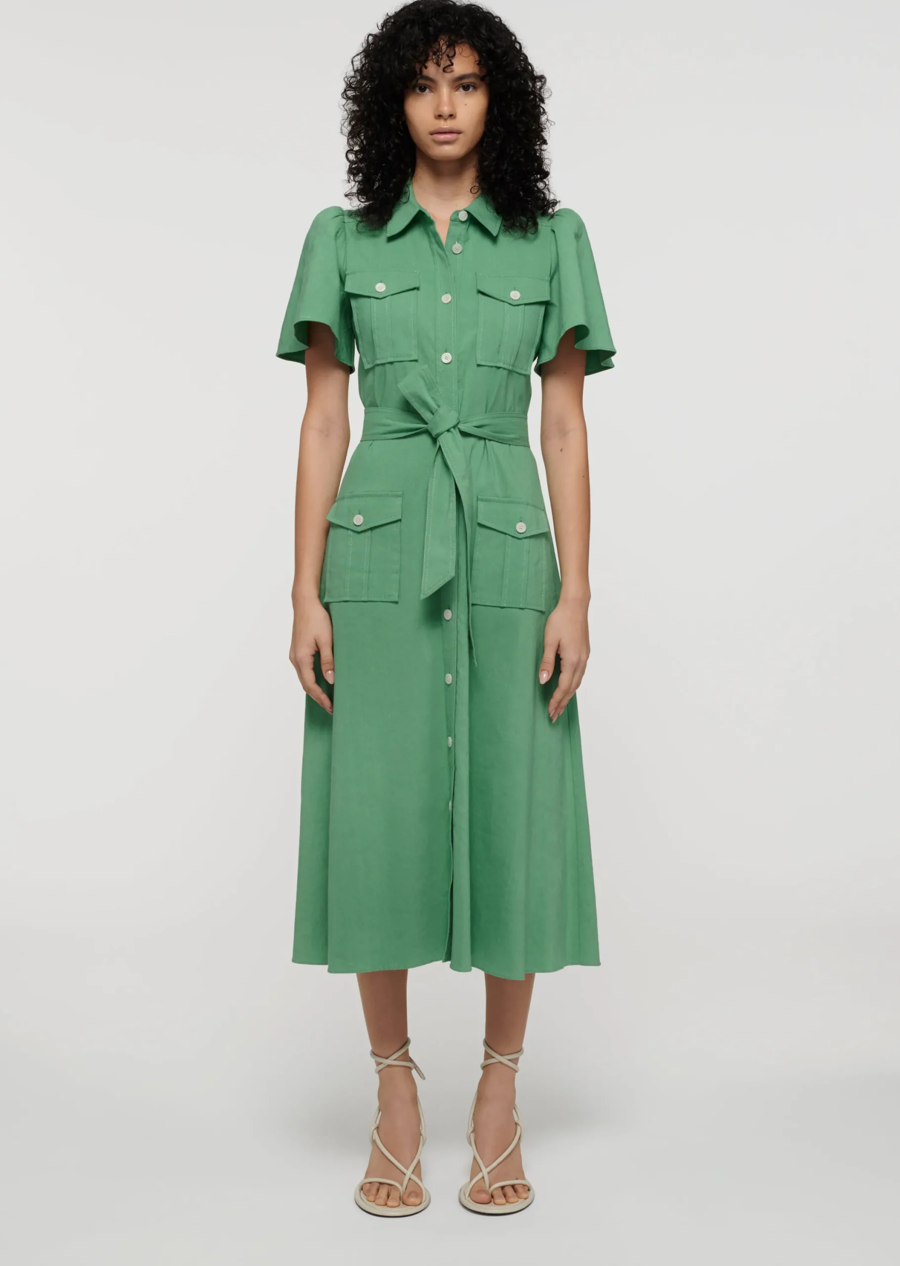 Derek Lam -Judy Short Sleeve Utility Shirt Dress Sage