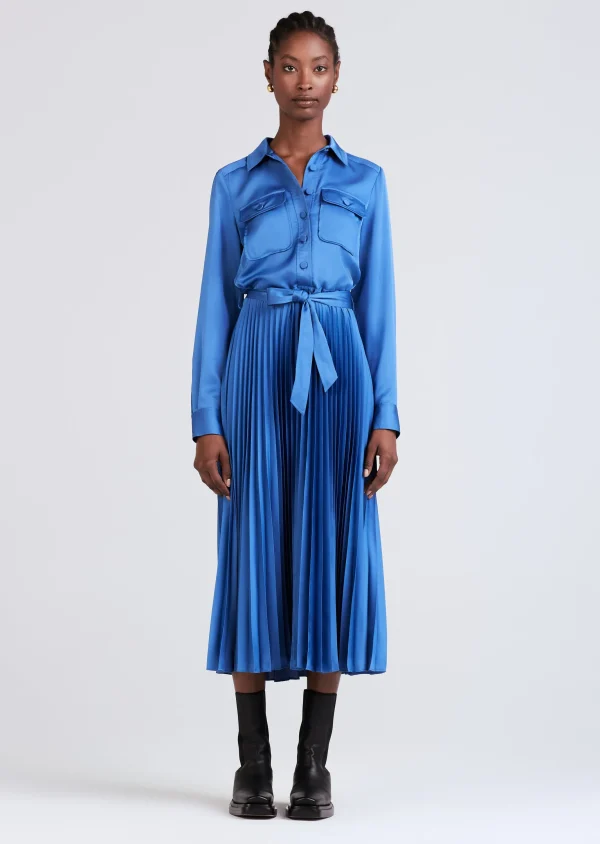 Derek Lam -Kenza Pleated Midi Shirt Dress Slate