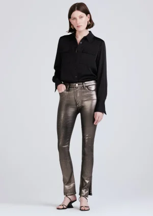 Derek Lam -Kyle High Rise Legging Skinny Jeans Metallic Coated