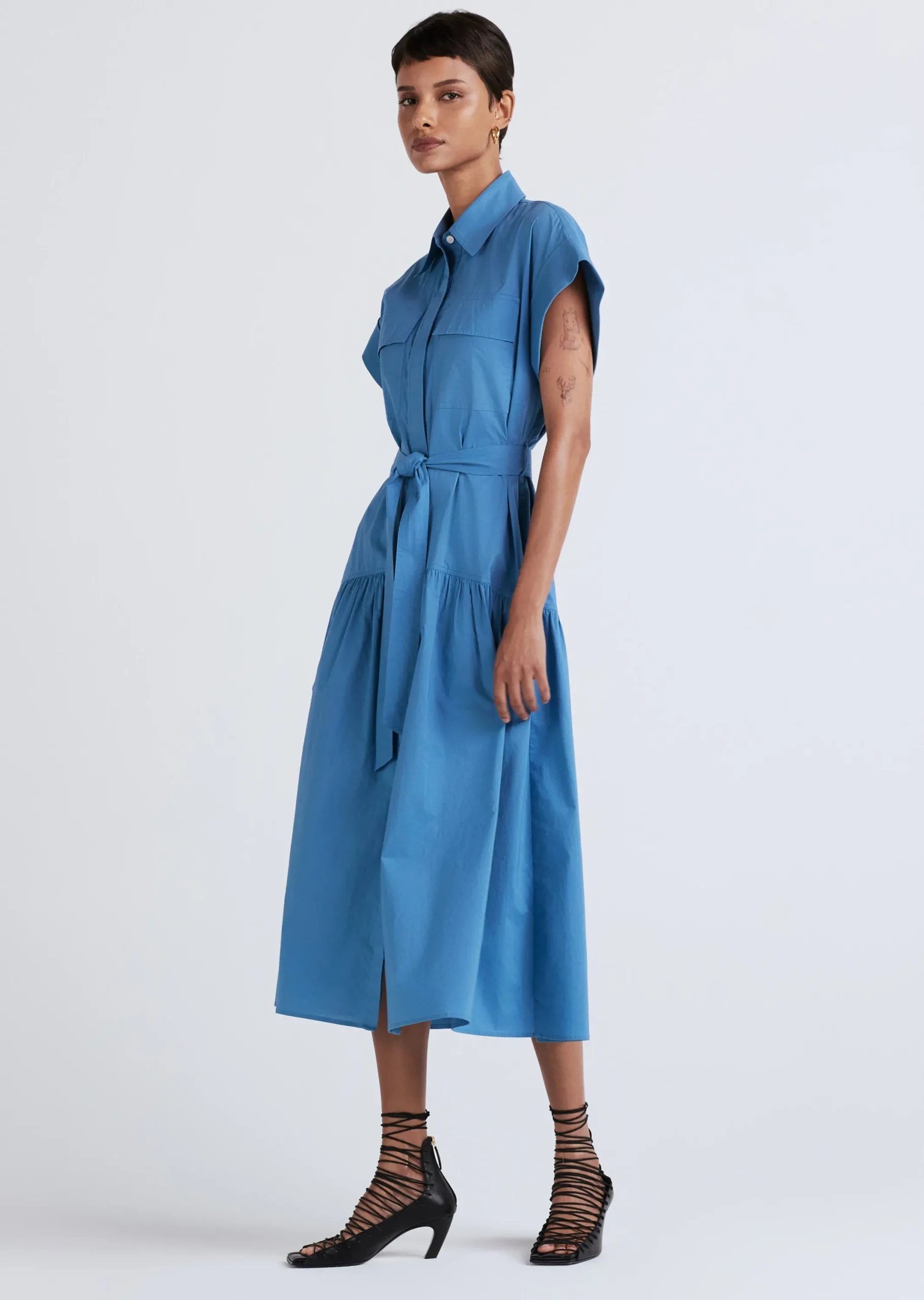 Derek Lam -Laurel Sleeveless Shirt Dress Steel Blue