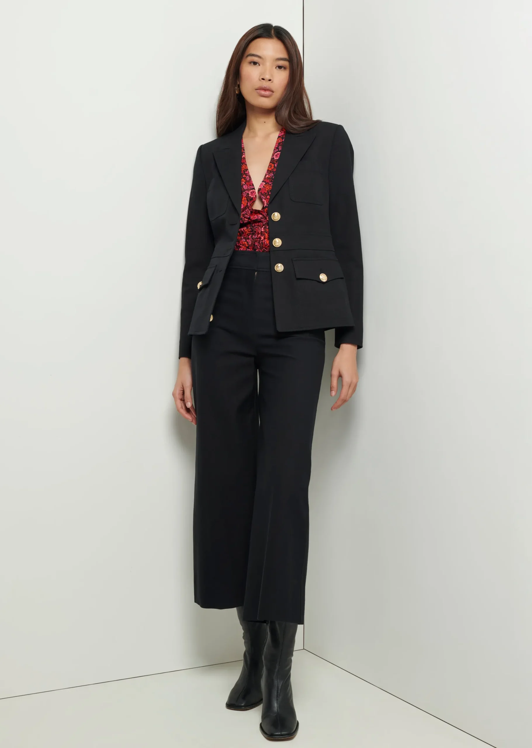 Derek Lam -Lilith V-Neck Blouse Red Multi