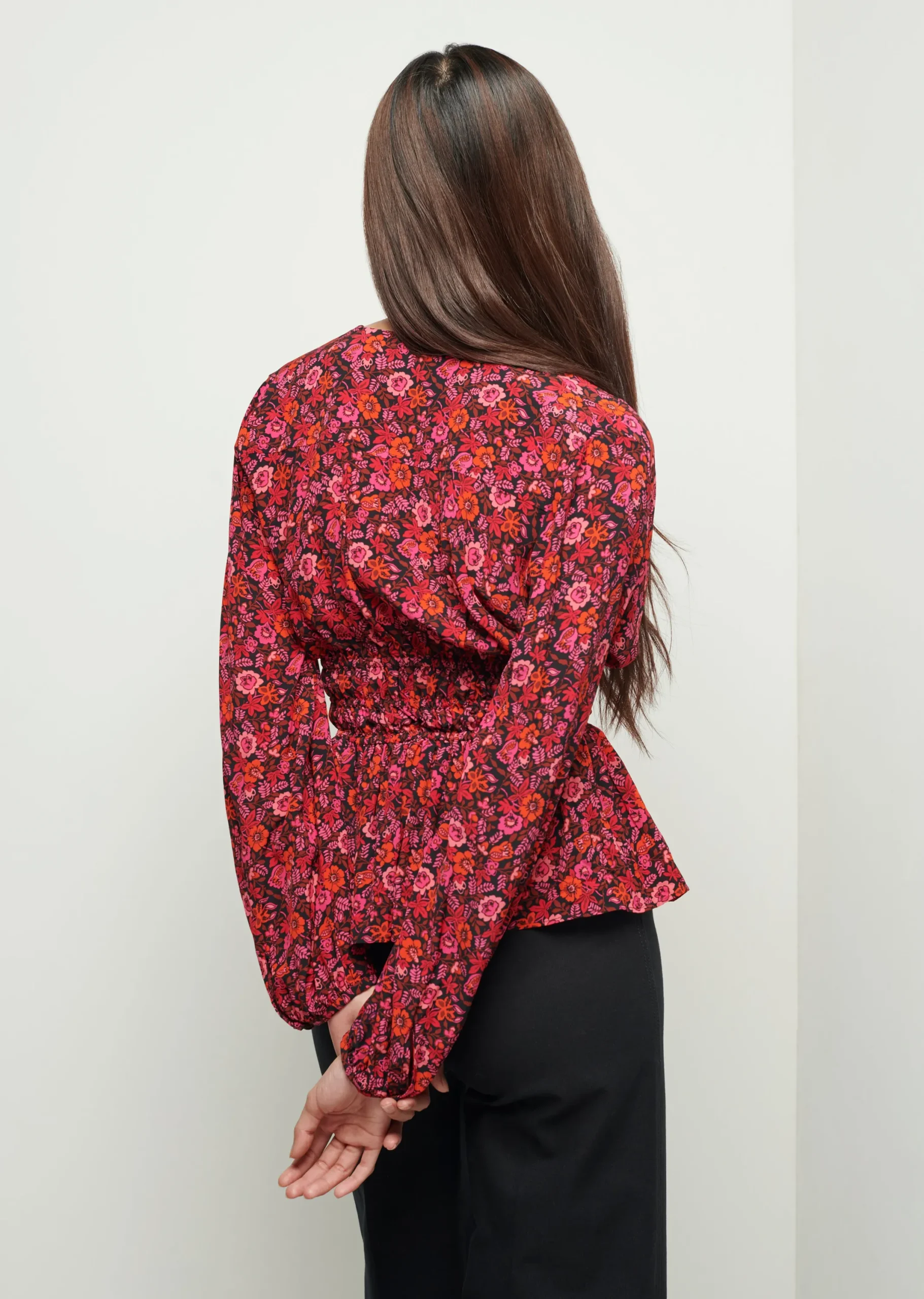 Derek Lam -Lilith V-Neck Blouse Red Multi