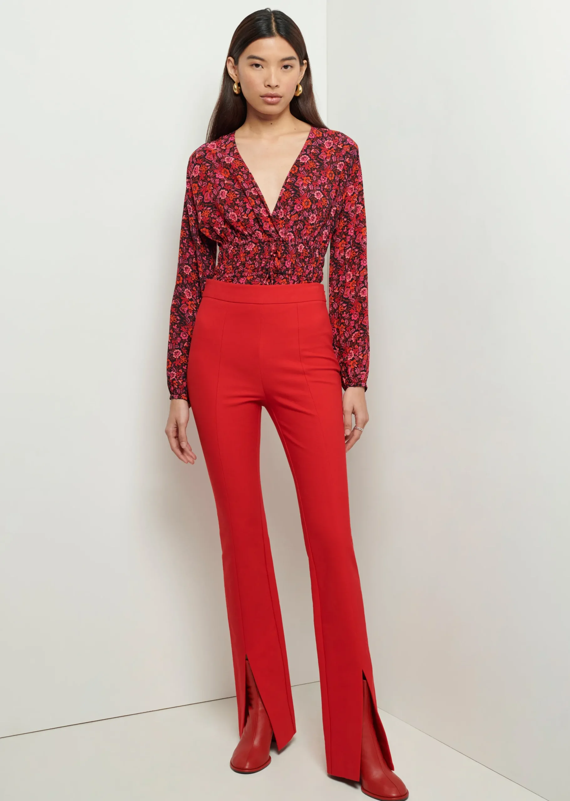 Derek Lam -Lucia Front Slit Trousers Red