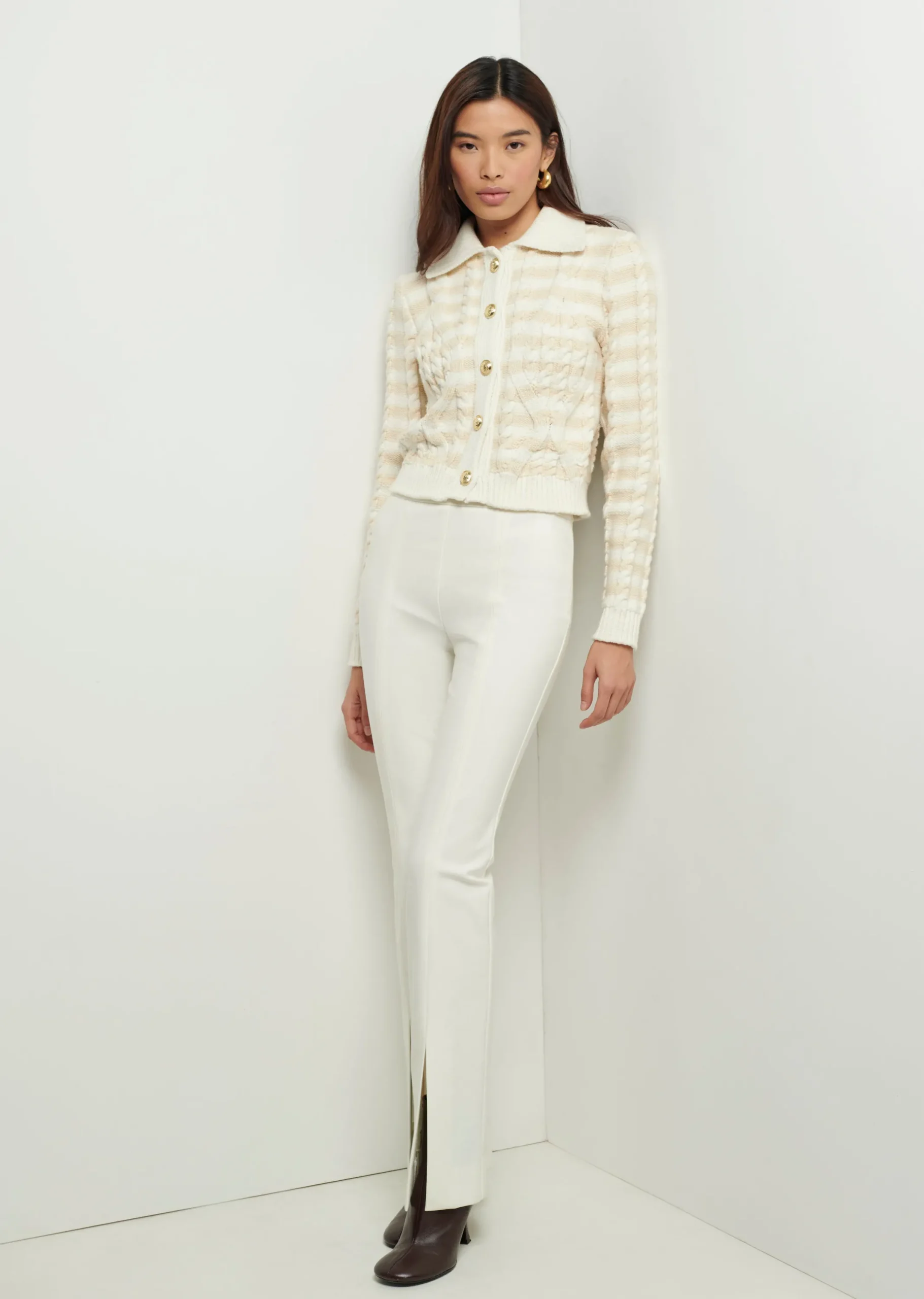 Derek Lam -Lucia Front Slit Trousers Soft White