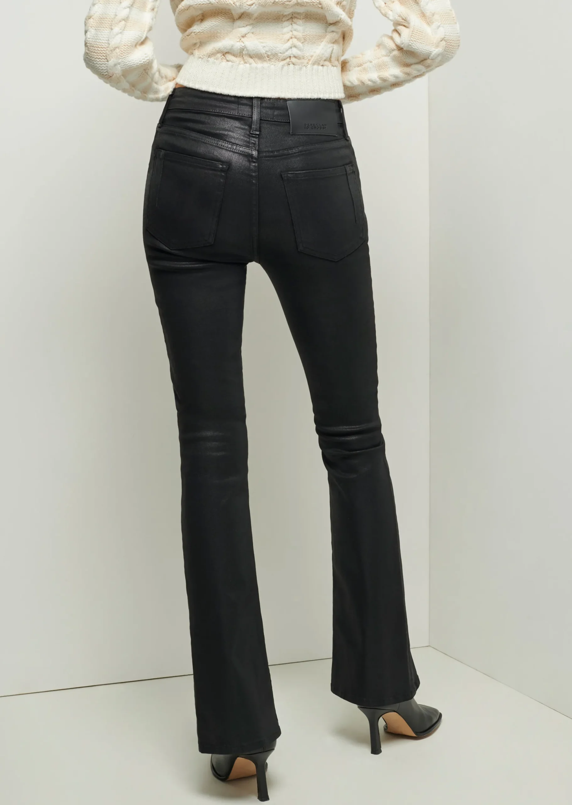 Derek Lam -Lucia High Rise Kick Flare Jeans Coated Black