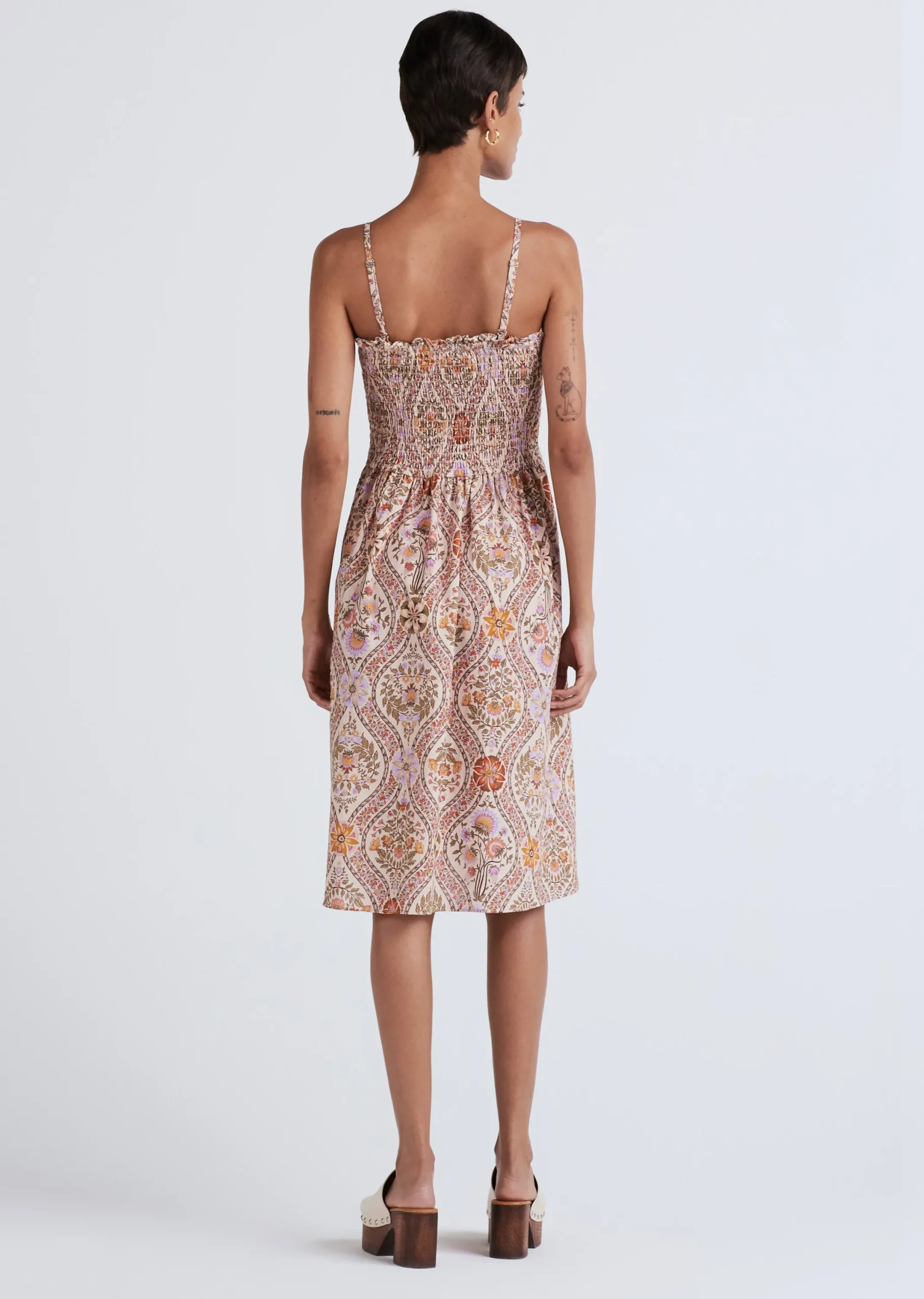 Derek Lam -Madani Smocked Skirt Light Khaki Multi