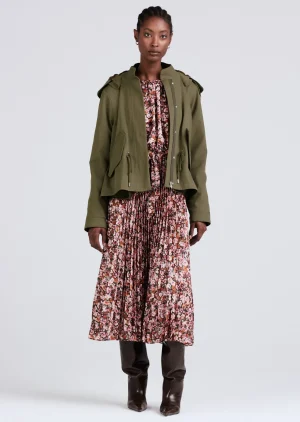 Derek Lam -Marisa Parka Coat Army Green-Chestnut
