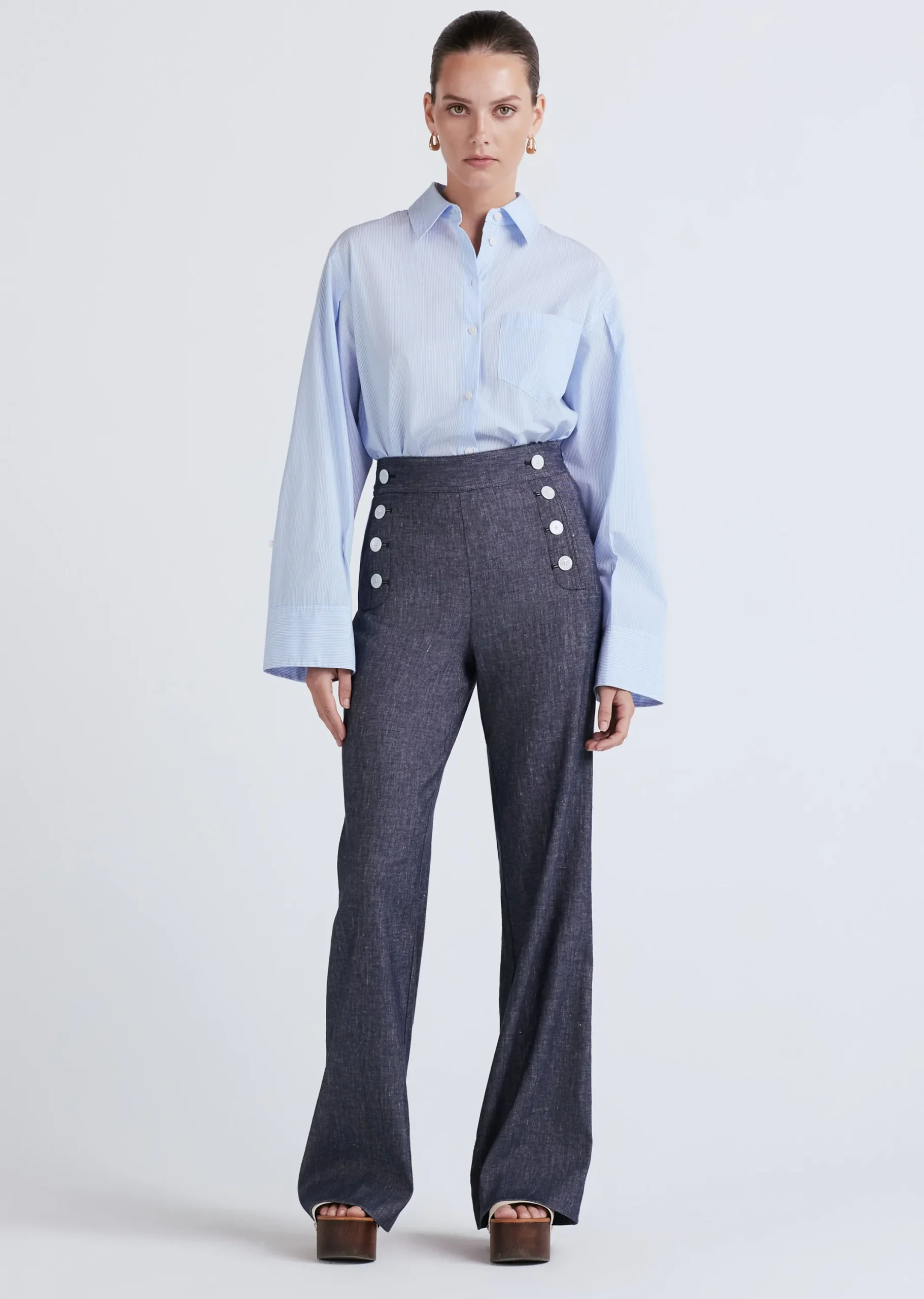 Derek Lam -Massimo Wide Leg Sailor Pants Indigo