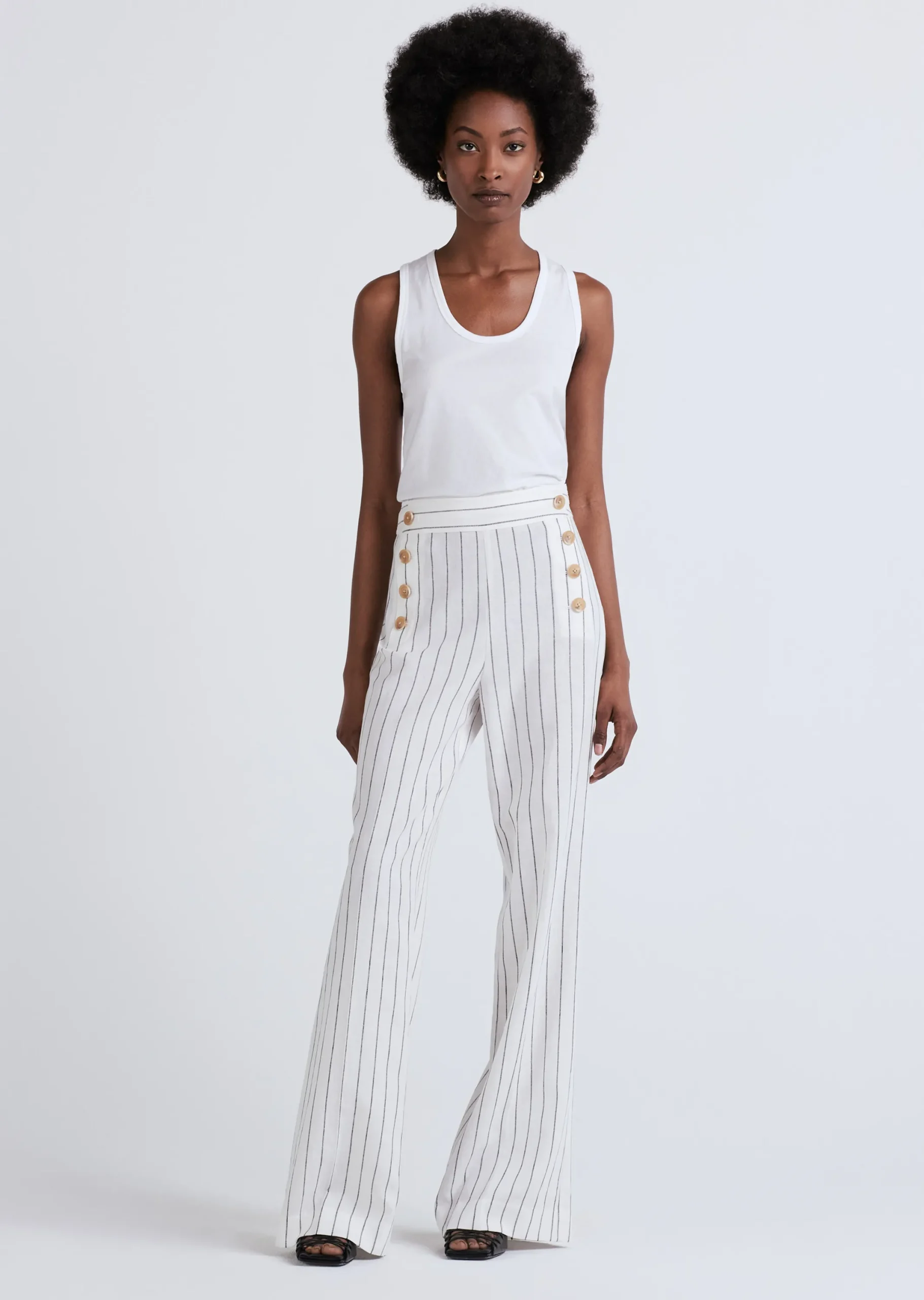 Derek Lam -Massimo Wide Leg Sailor Pants Ivory-Midnight