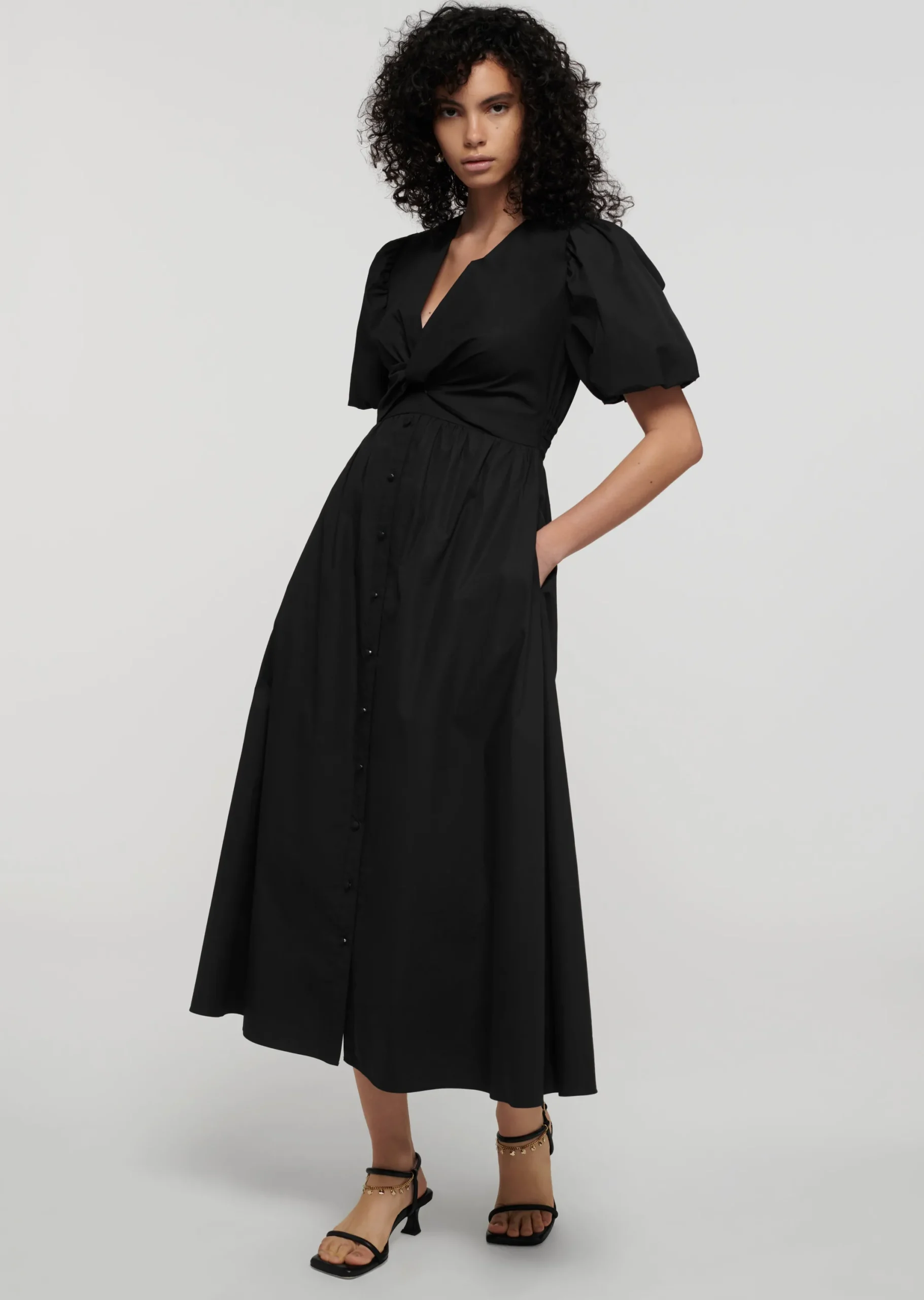 Derek Lam -Maya Twist Front Maxi Dress Black
