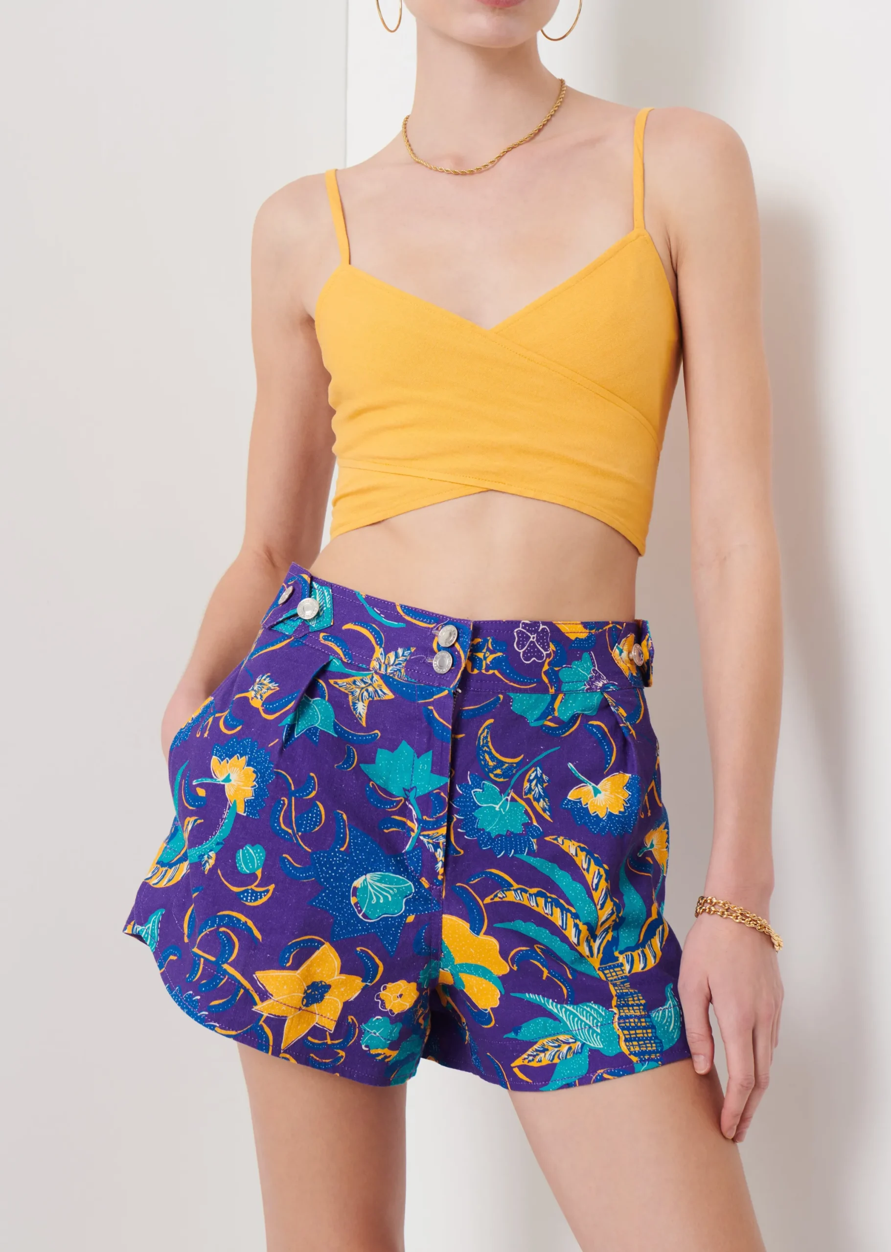 Derek Lam -Mika Snap Shorts Purple Multi
