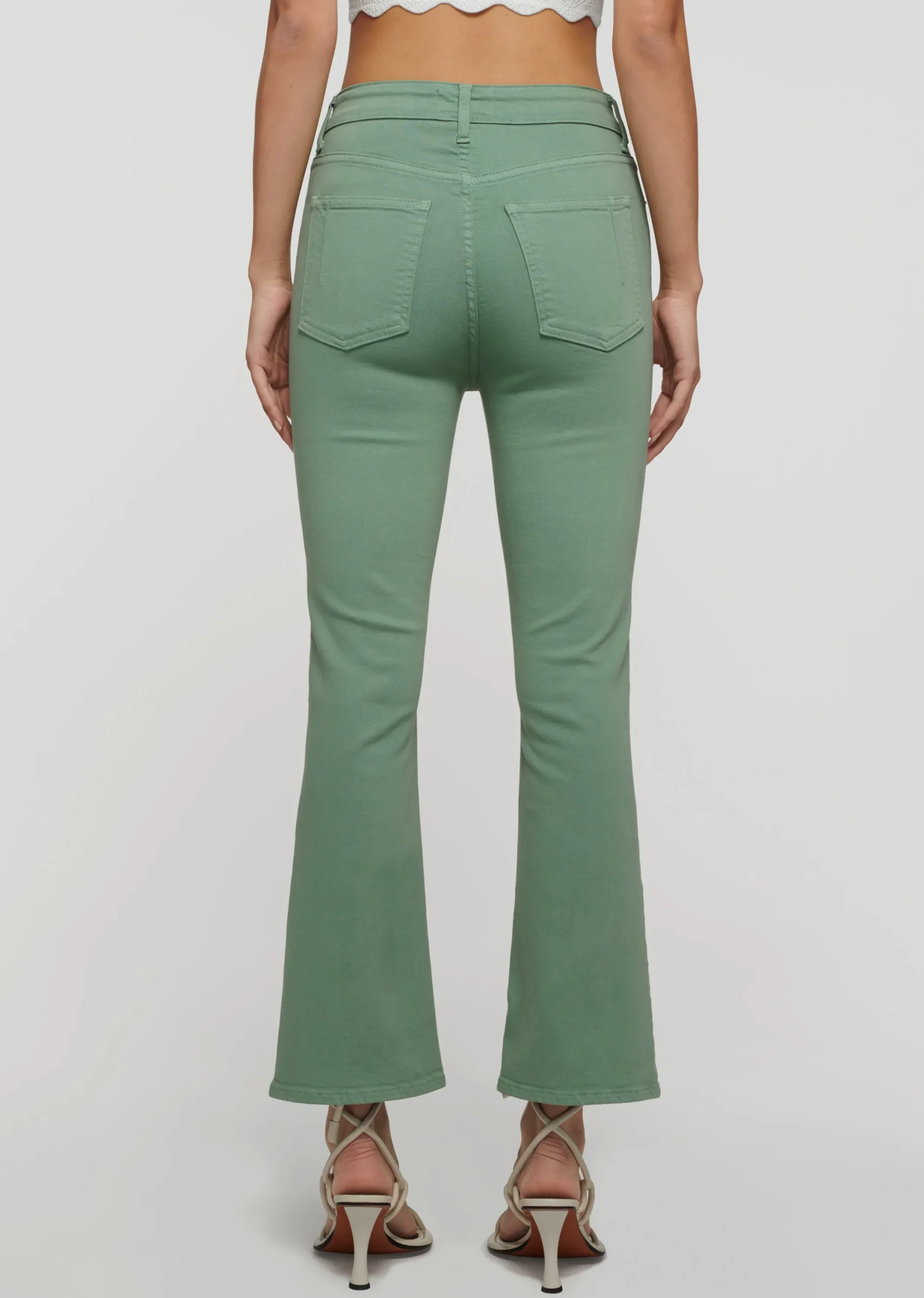 Derek Lam -Mira Front Slit Crop Flare Jeans Shale Green