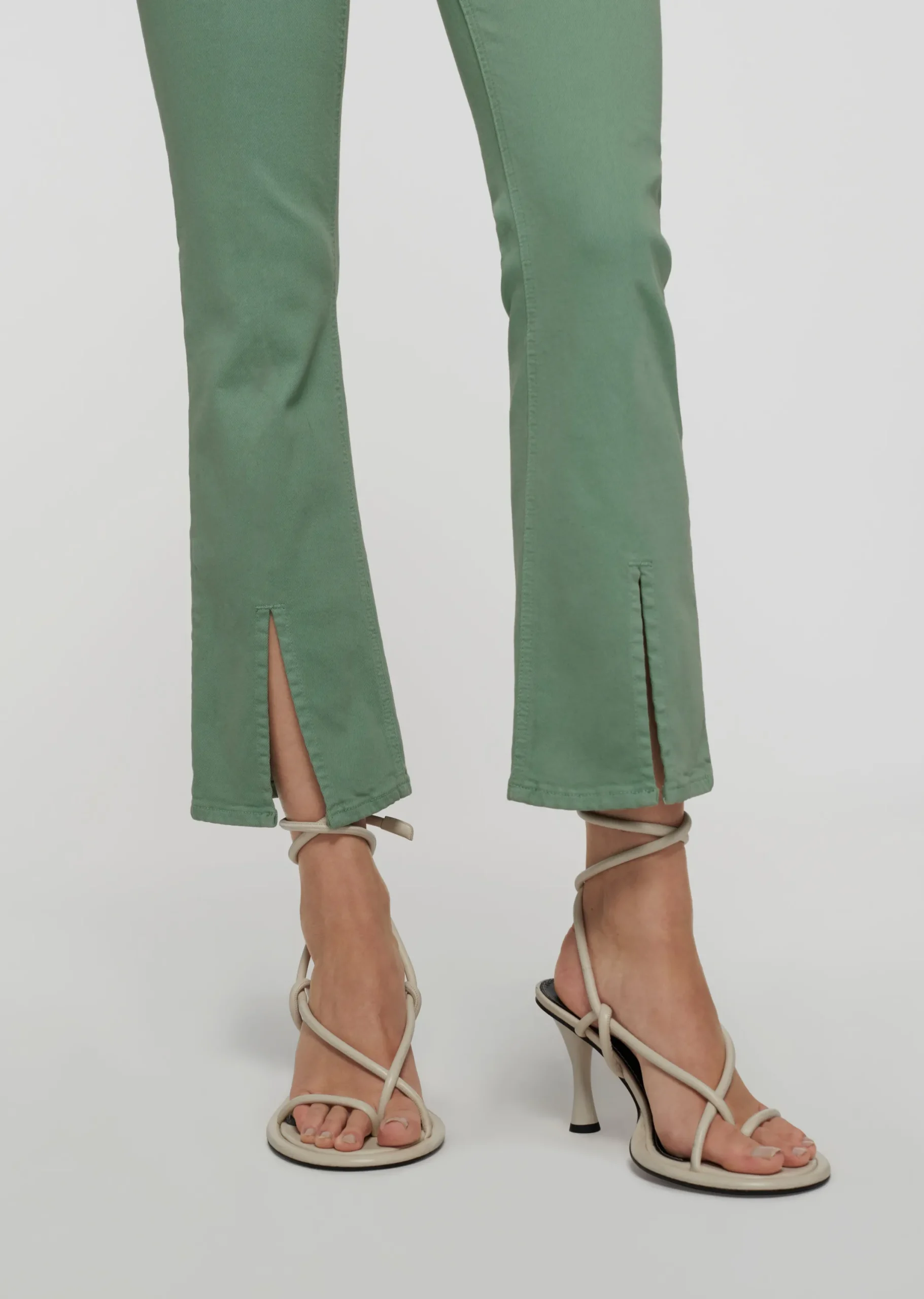 Derek Lam -Mira Front Slit Crop Flare Jeans Shale Green