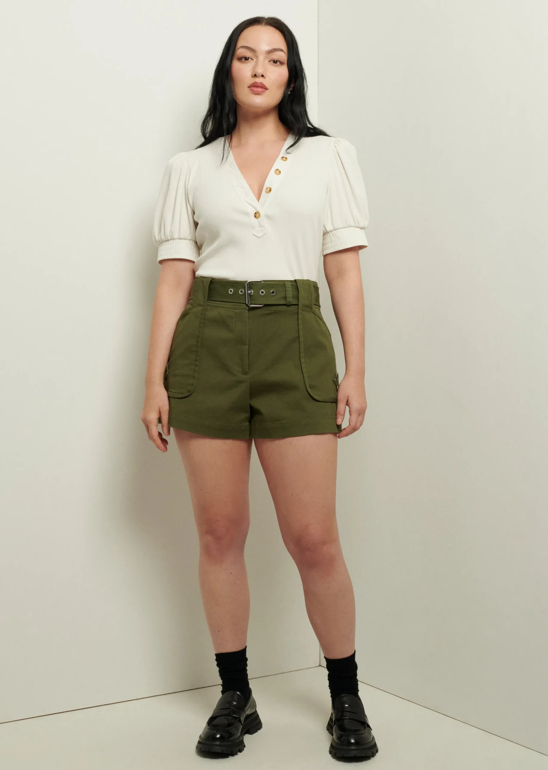 Derek Lam -Monterey Belted Shorts Fatigue