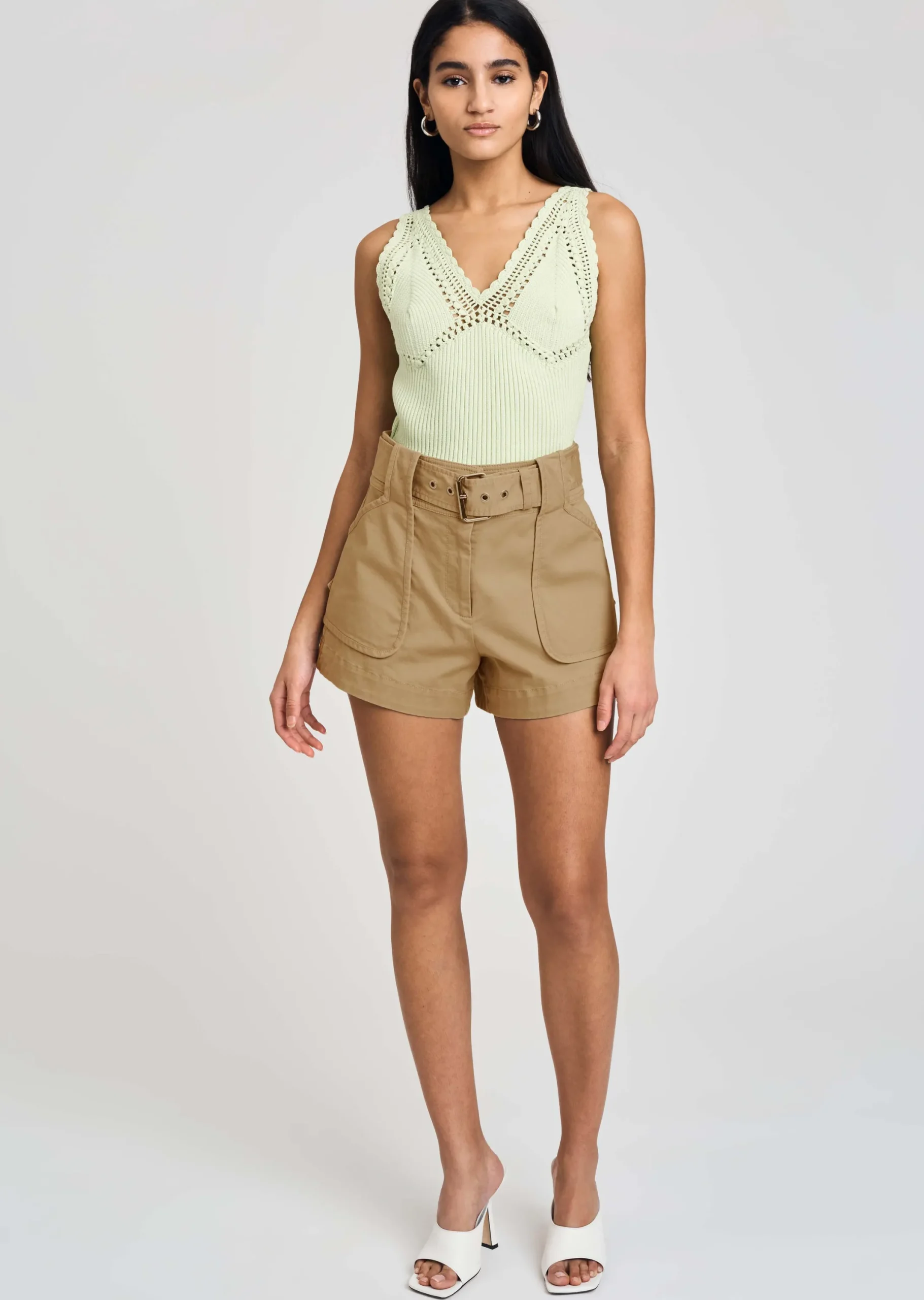 Derek Lam -Monterey Belted Shorts Khaki