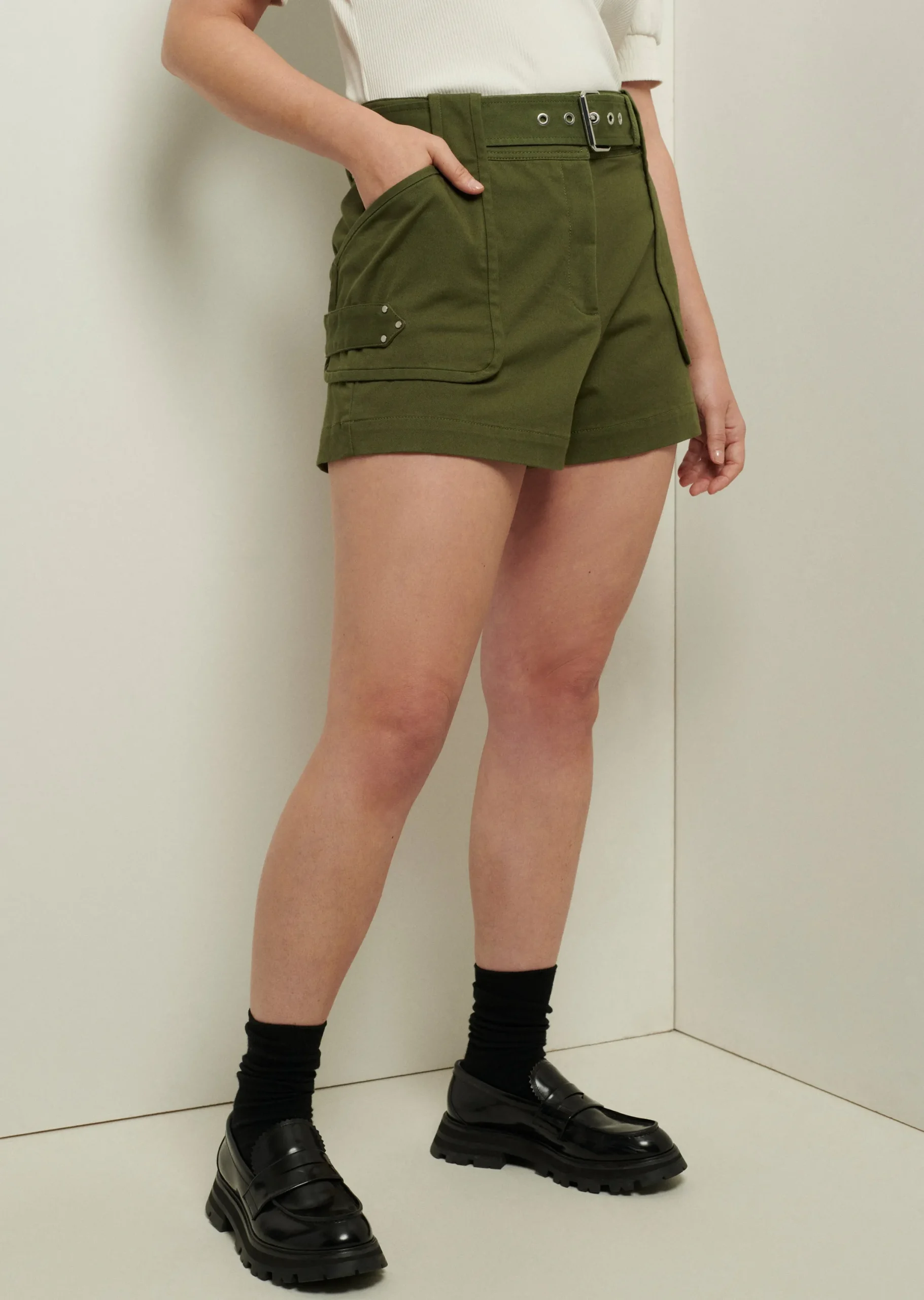 Derek Lam -Monterey Belted Shorts Fatigue