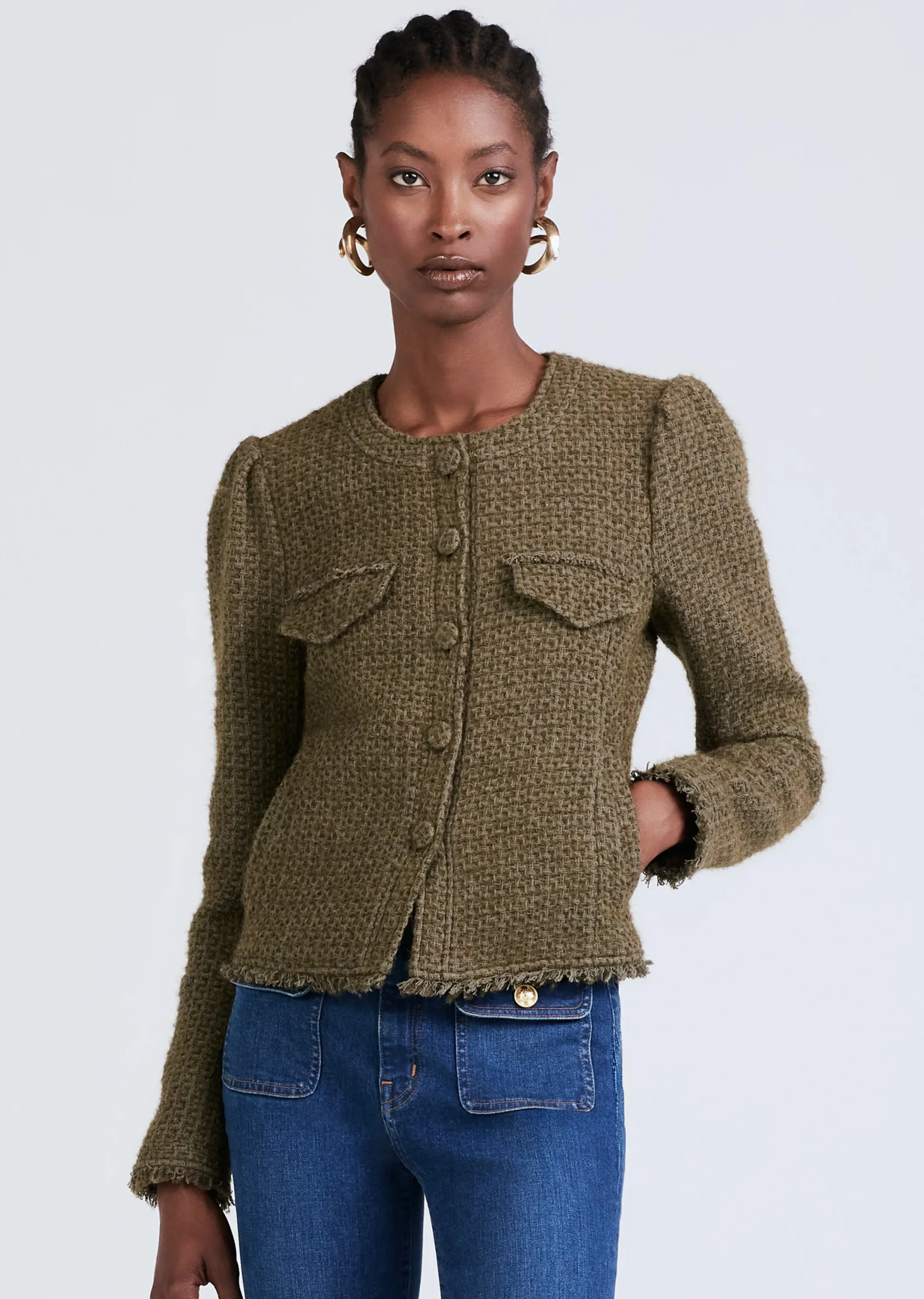 Derek Lam -Morgan Utility Fray Jacket Army Green