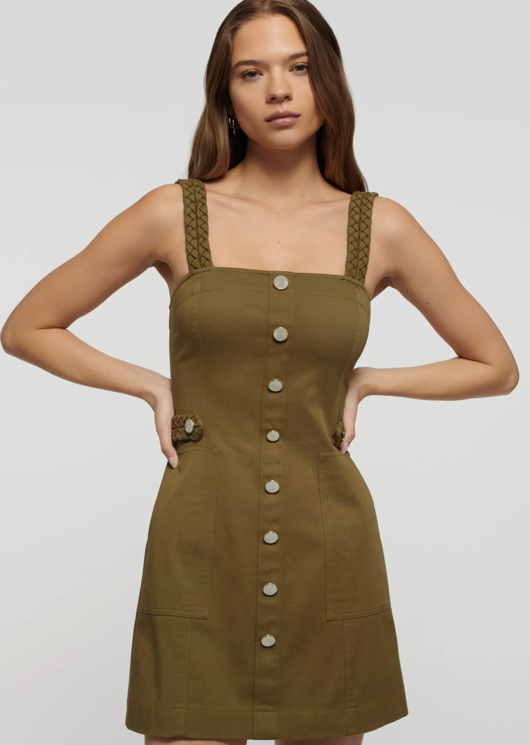 Derek Lam -Naiyah Utility Sheath Dress Olive