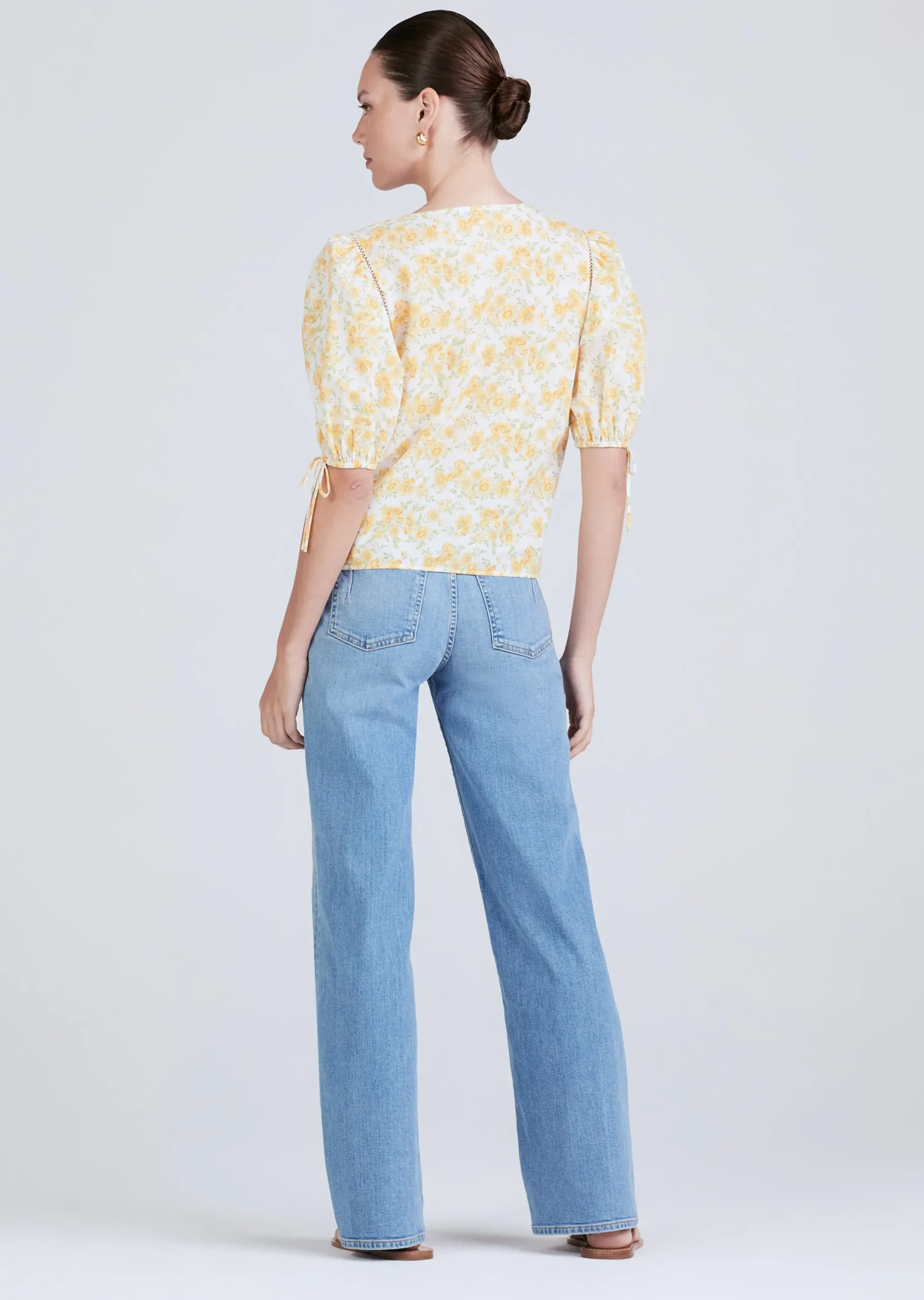 Derek Lam -Nora Puff Sleeve Top Yellow Multi