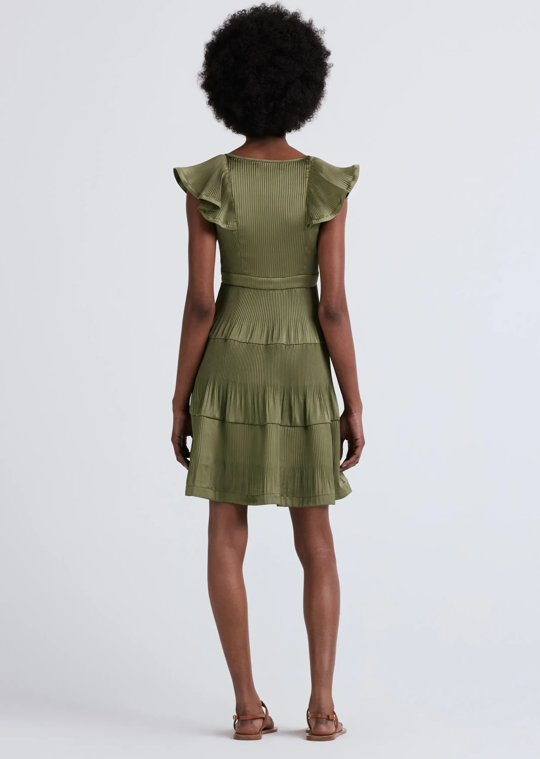 Derek Lam -Persis Pleated Ruffle Dress Fatigue