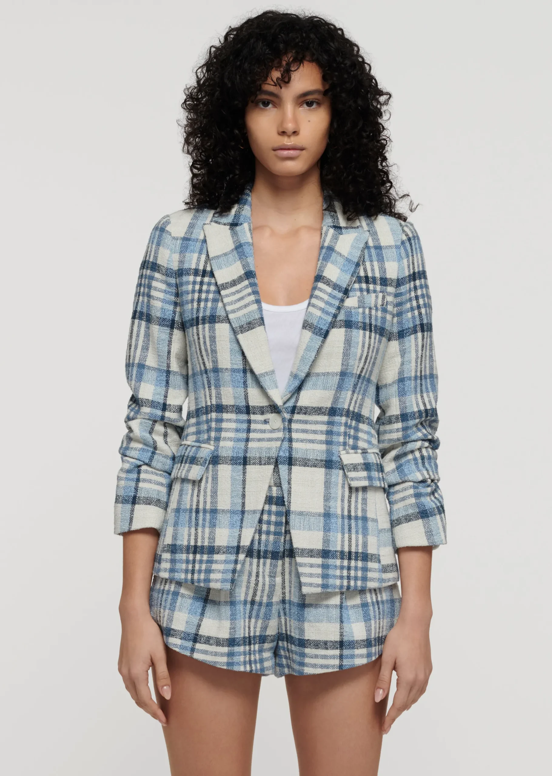 Derek Lam -Ralph Ruched Sleeve Jacket Blue Multi