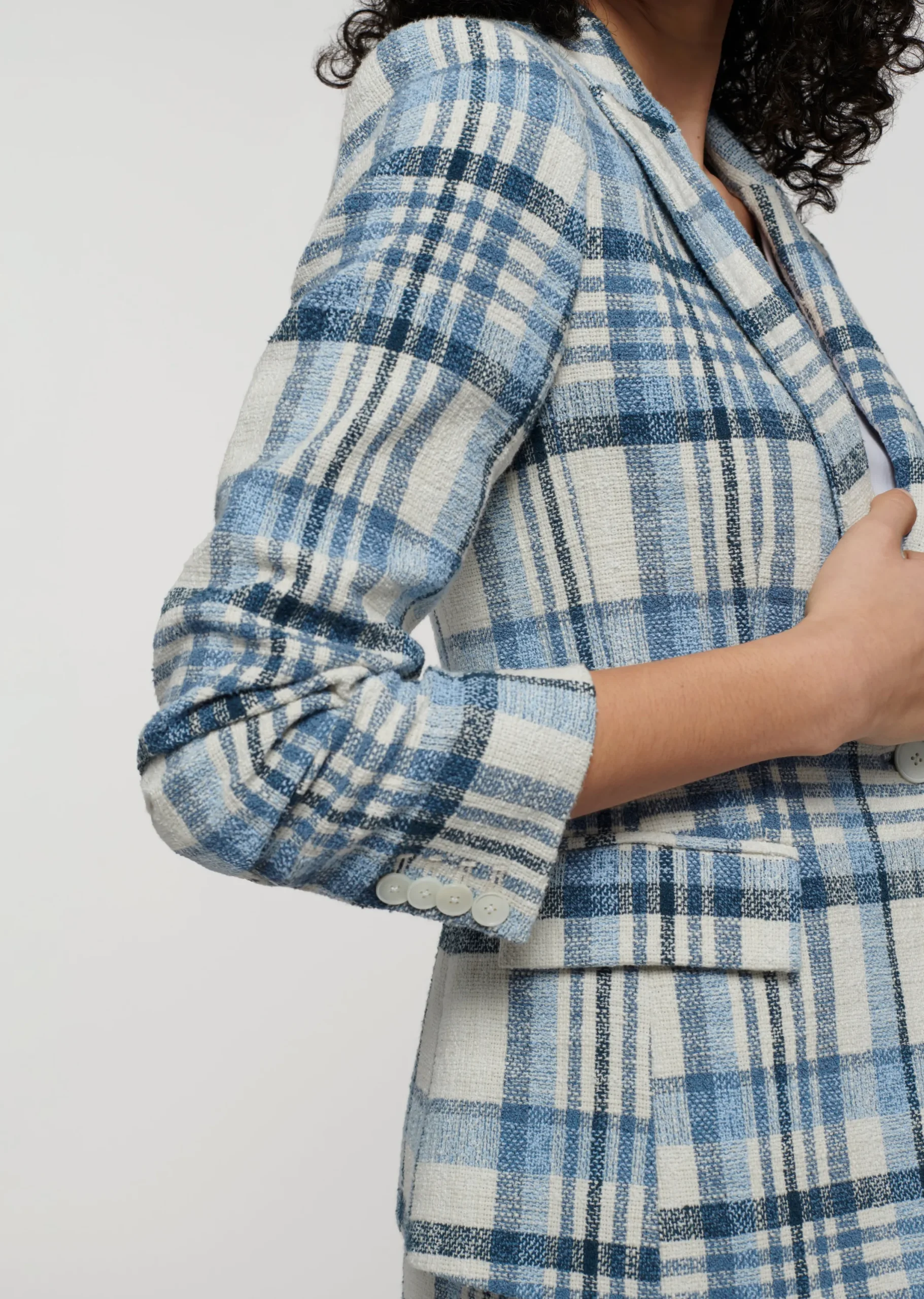 Derek Lam -Ralph Ruched Sleeve Jacket Blue Multi