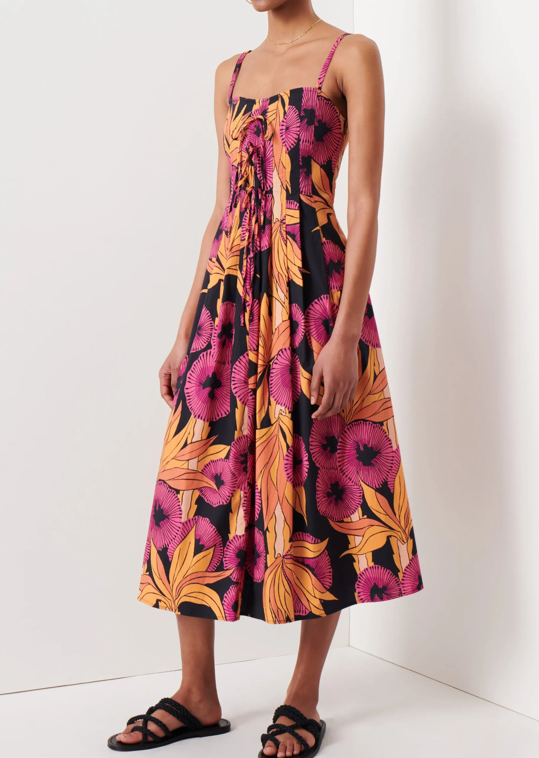 Derek Lam -Reef A-Line Cami Dress Fuchsia Multi