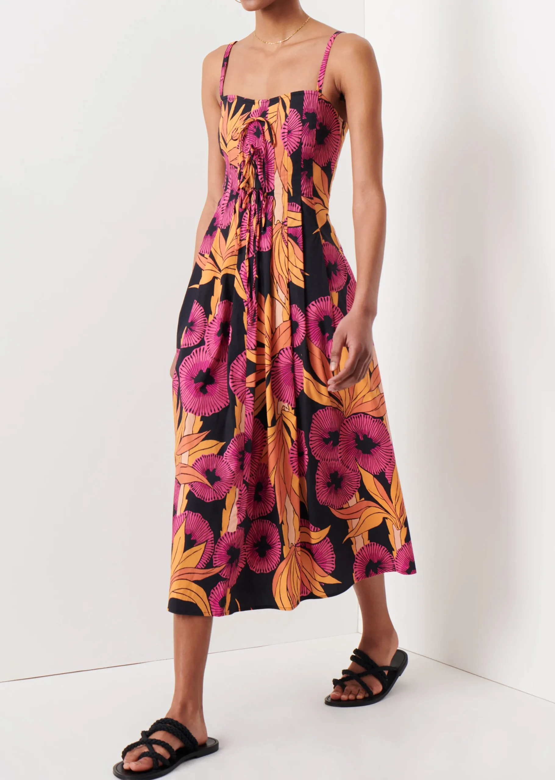 Derek Lam -Reef A-Line Cami Dress Fuchsia Multi