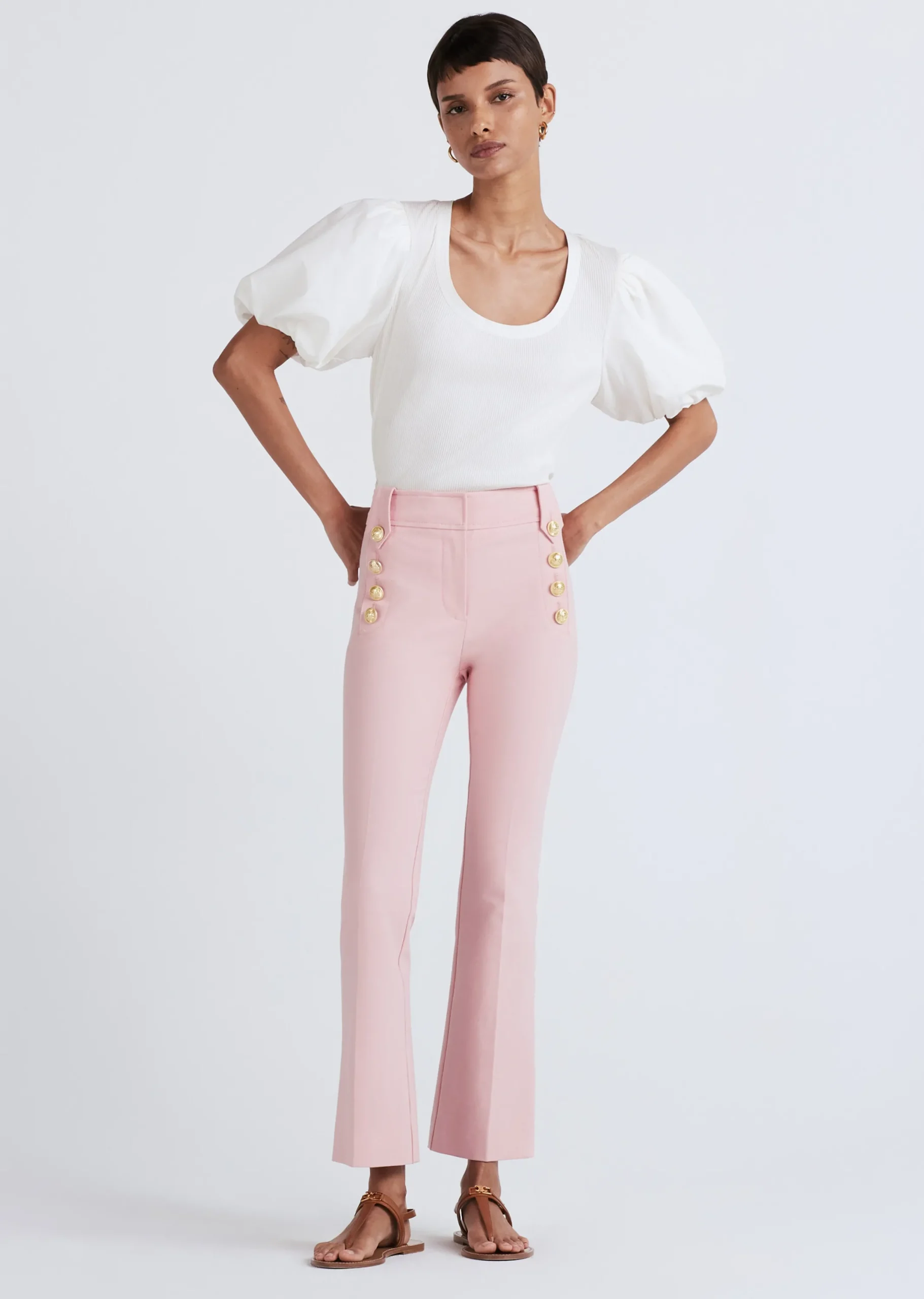 Derek Lam -Robertson Crop Flare Trousers Mellow Pink