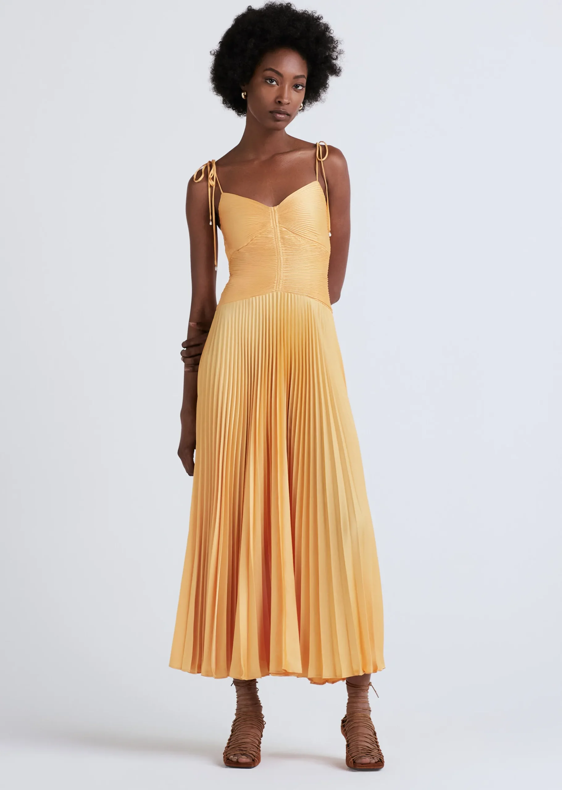 Derek Lam -Rochelle Pleated Cami Dress Apricot