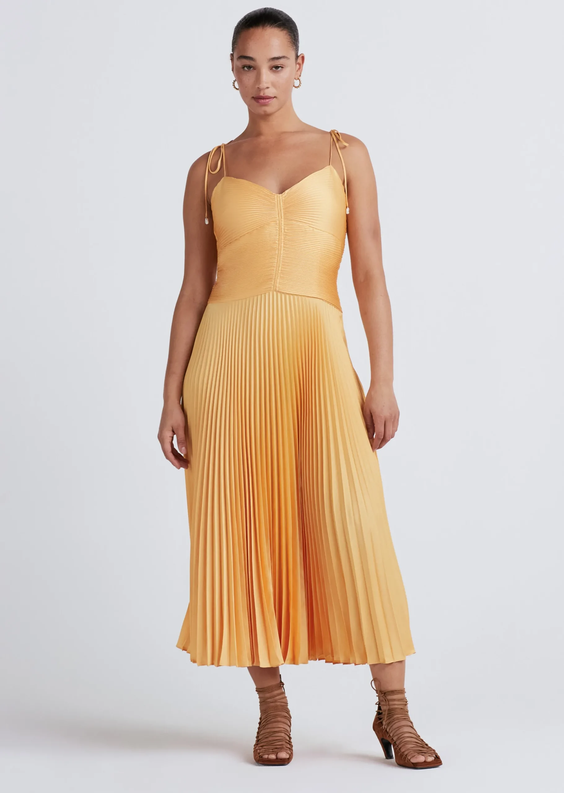 Derek Lam -Rochelle Pleated Cami Dress Apricot