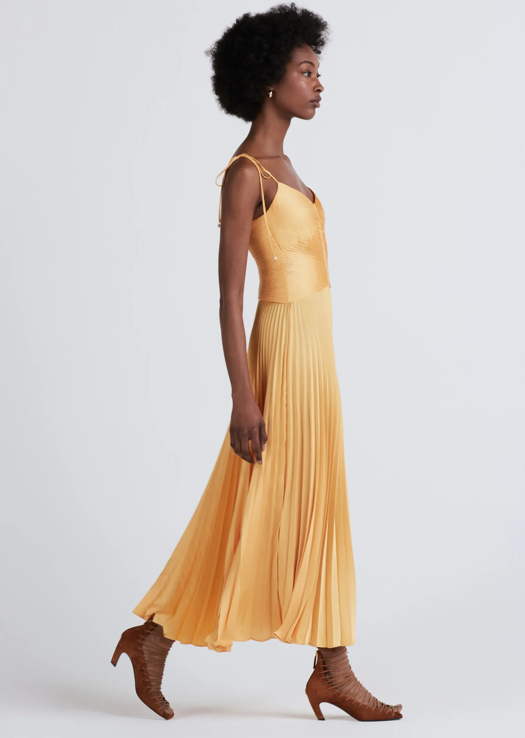 Derek Lam -Rochelle Pleated Cami Dress Apricot