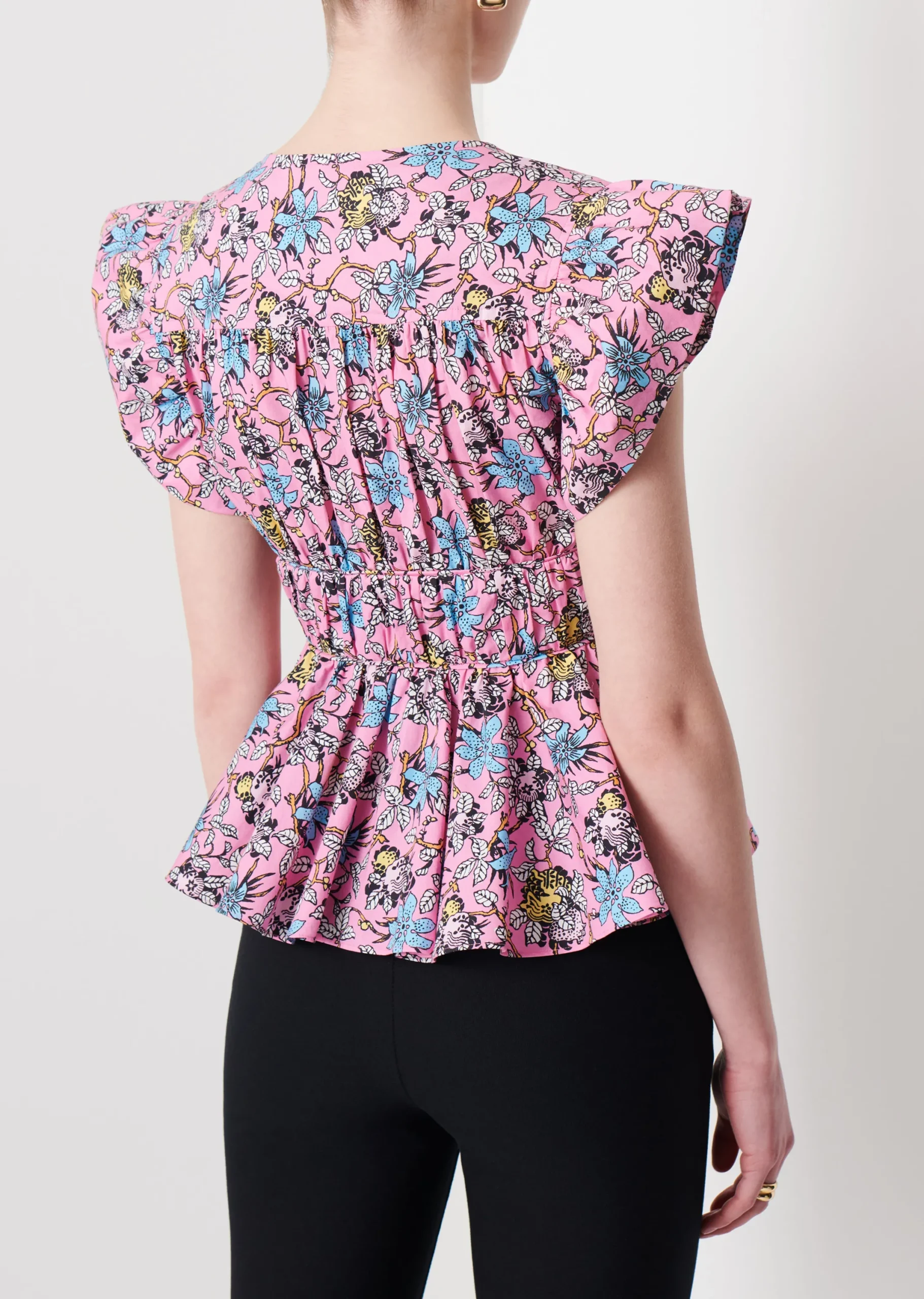 Derek Lam -Roselyn Ruffle Sleeve Top Pink Multi