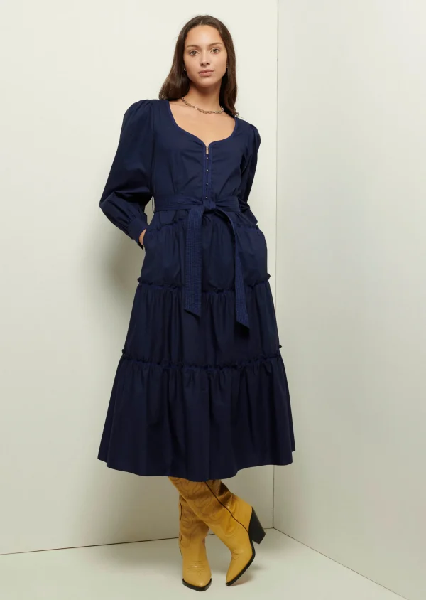 Derek Lam -Rowena Long Sleeve Maxi Dress Navy