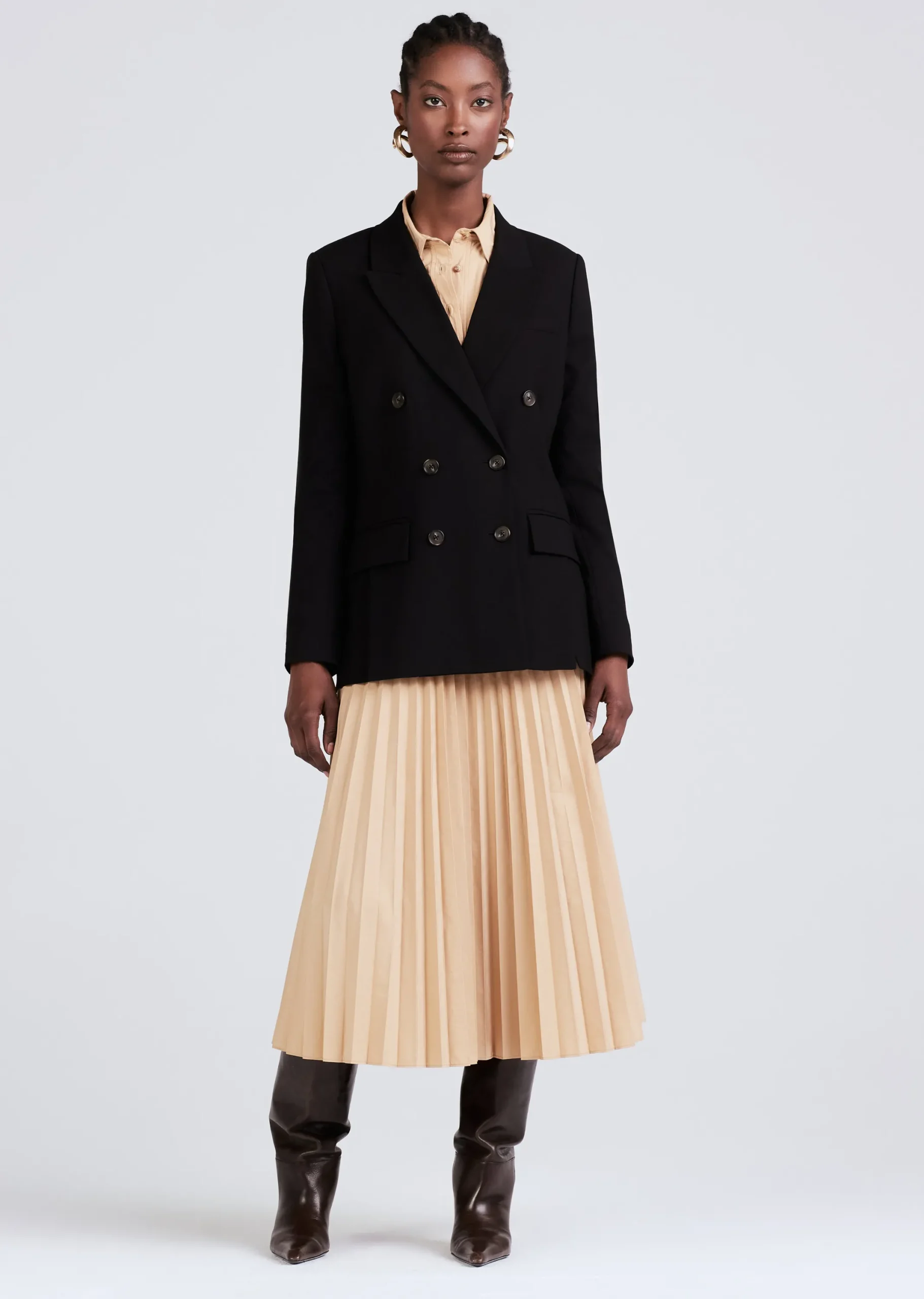 Derek Lam -Sandra Double Breasted Slit Blazer Black