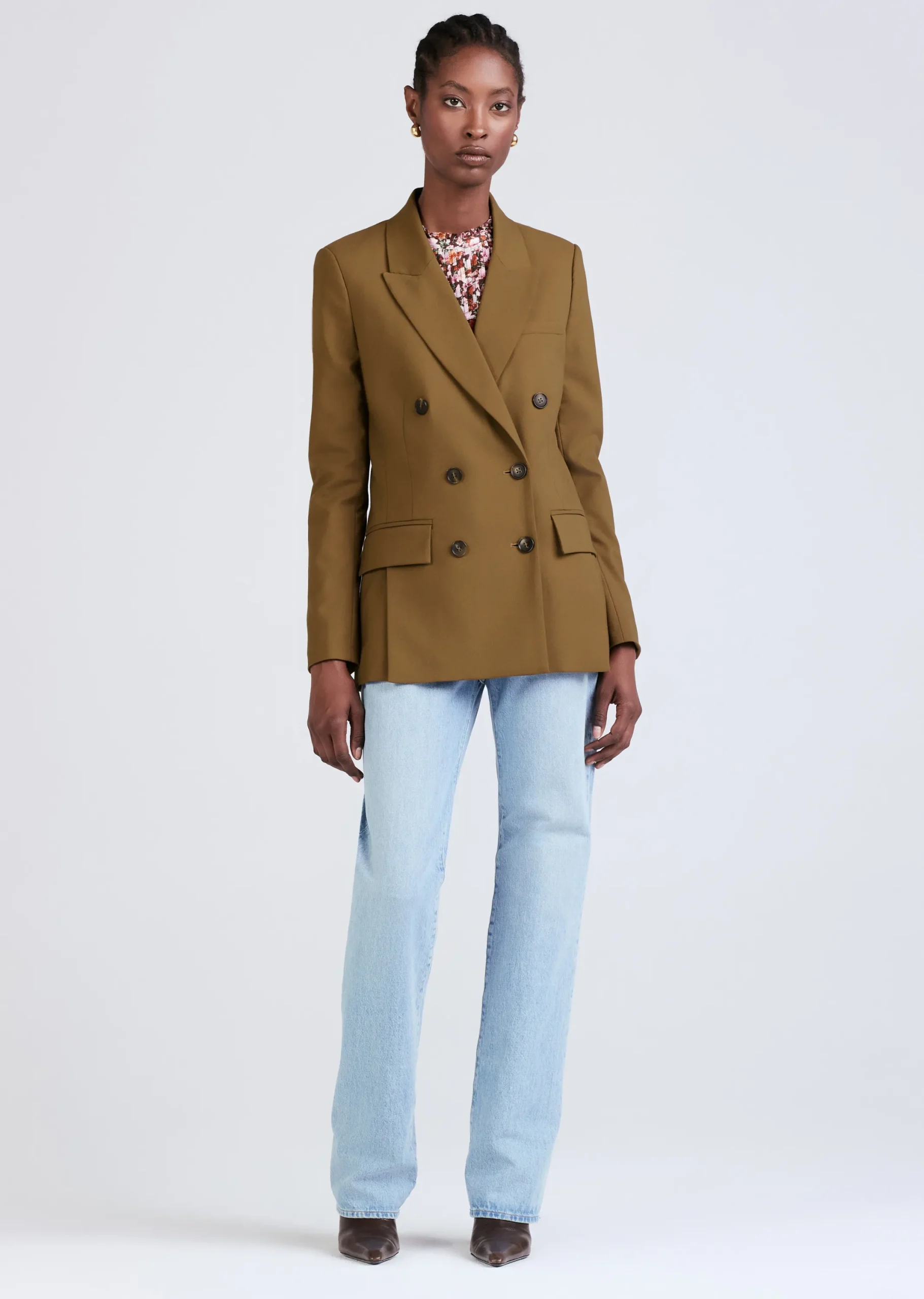 Derek Lam -Sandra Double Breasted Slit Blazer Moss