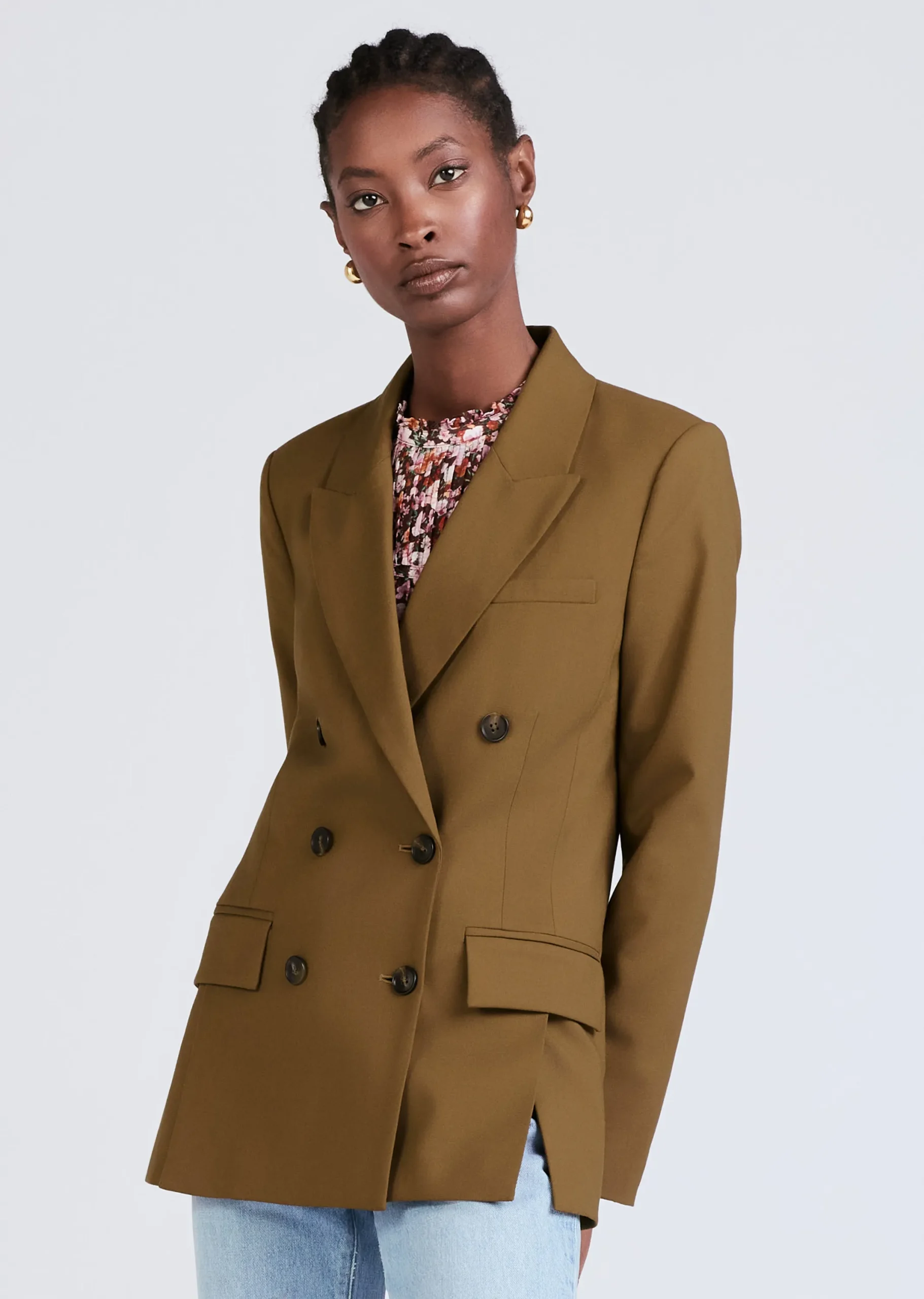 Derek Lam -Sandra Double Breasted Slit Blazer Moss