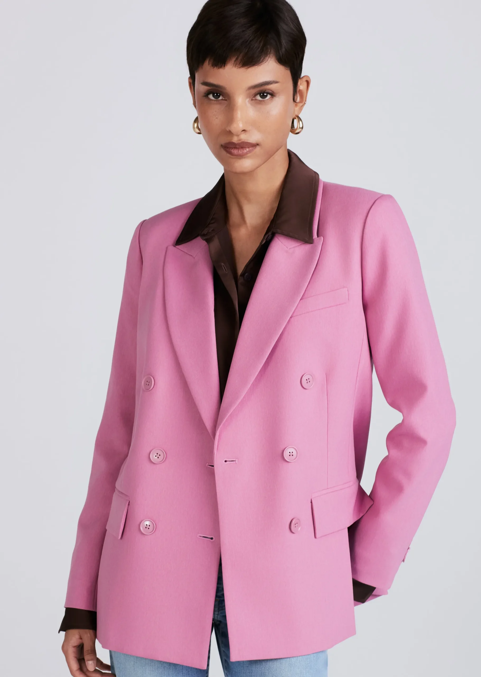 Derek Lam -Sandra Double Breasted Slit Blazer Dusty Mauve