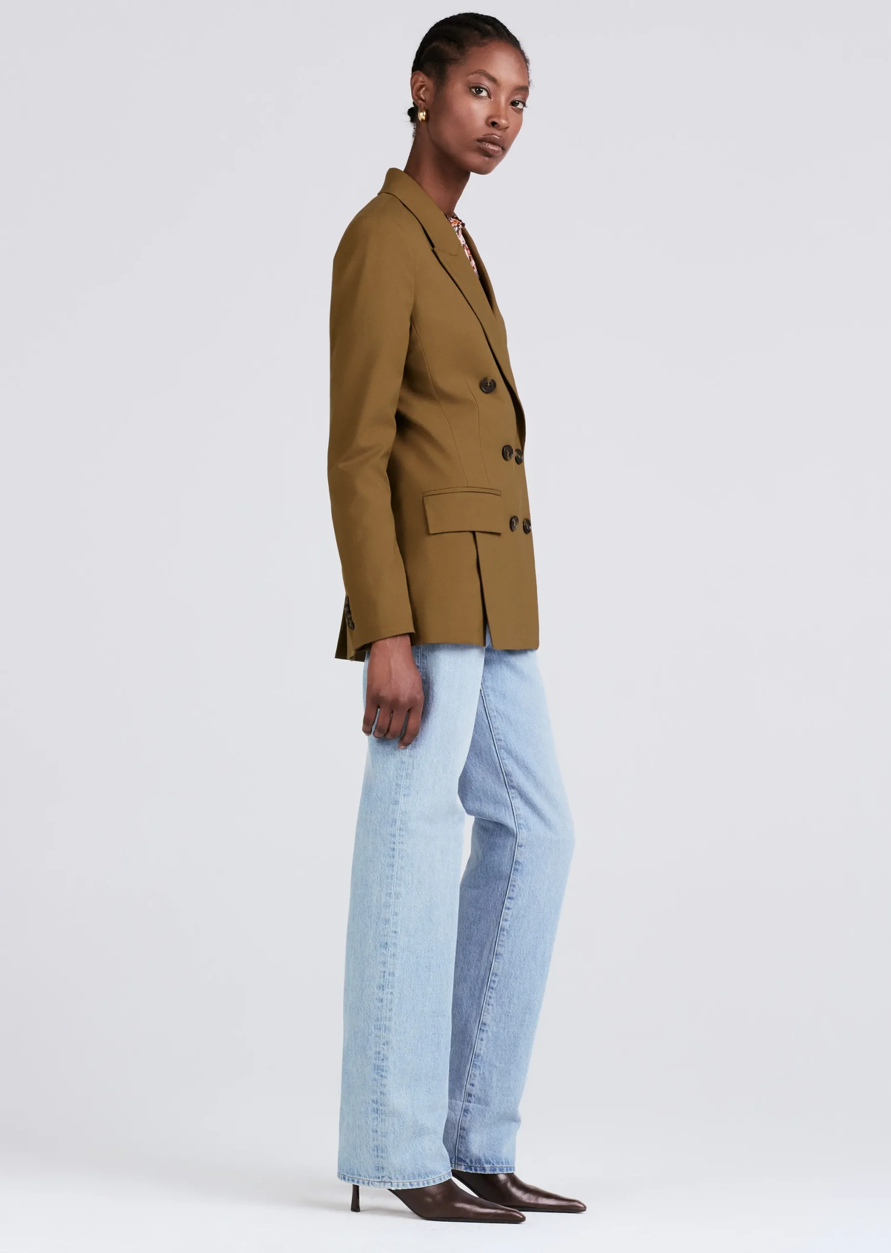 Derek Lam -Sandra Double Breasted Slit Blazer Moss