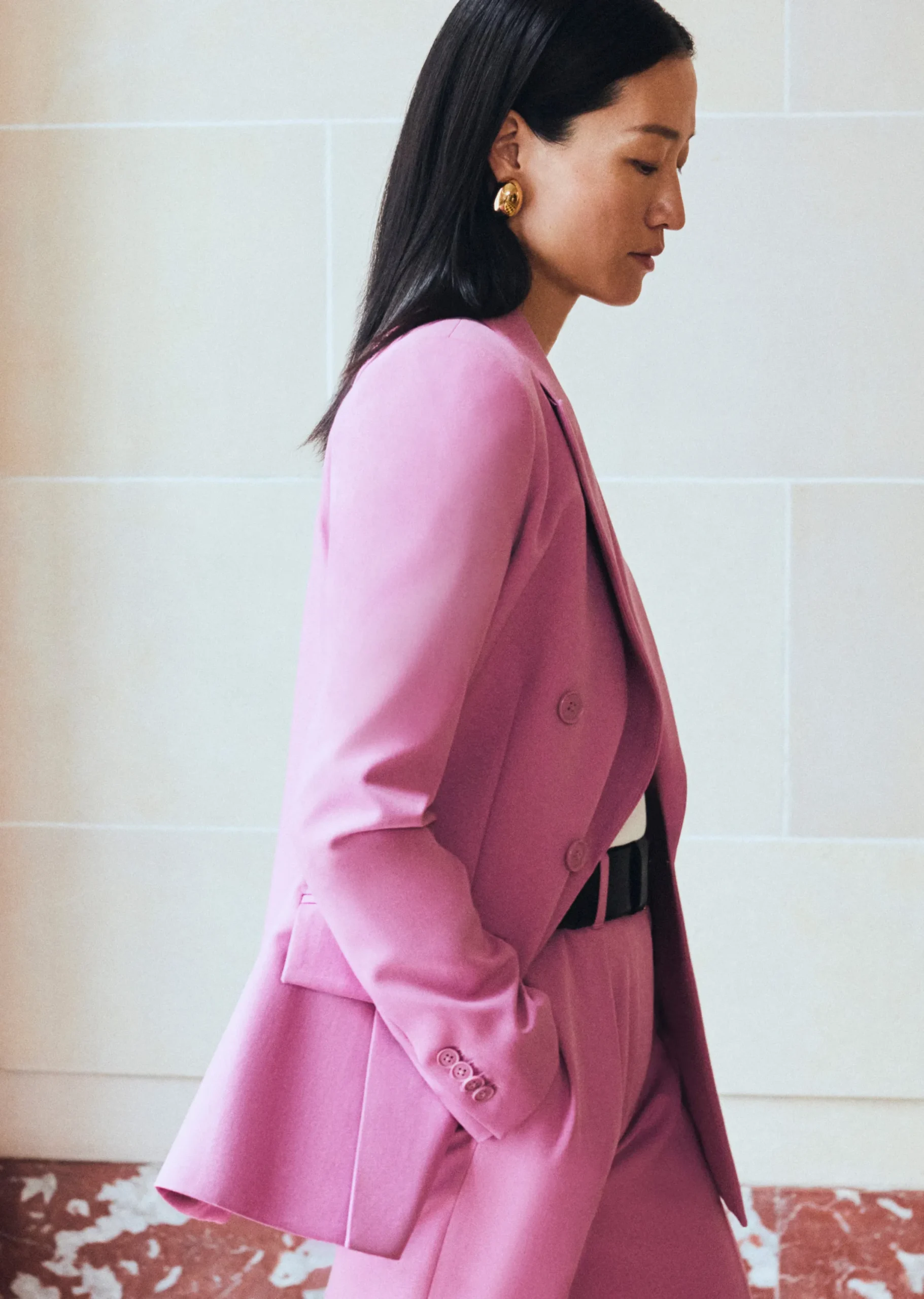 Derek Lam -Sandra Double Breasted Slit Blazer Dusty Mauve