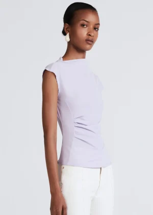 Derek Lam -Sasha Cap Sleeve Ruched Tee Lilac