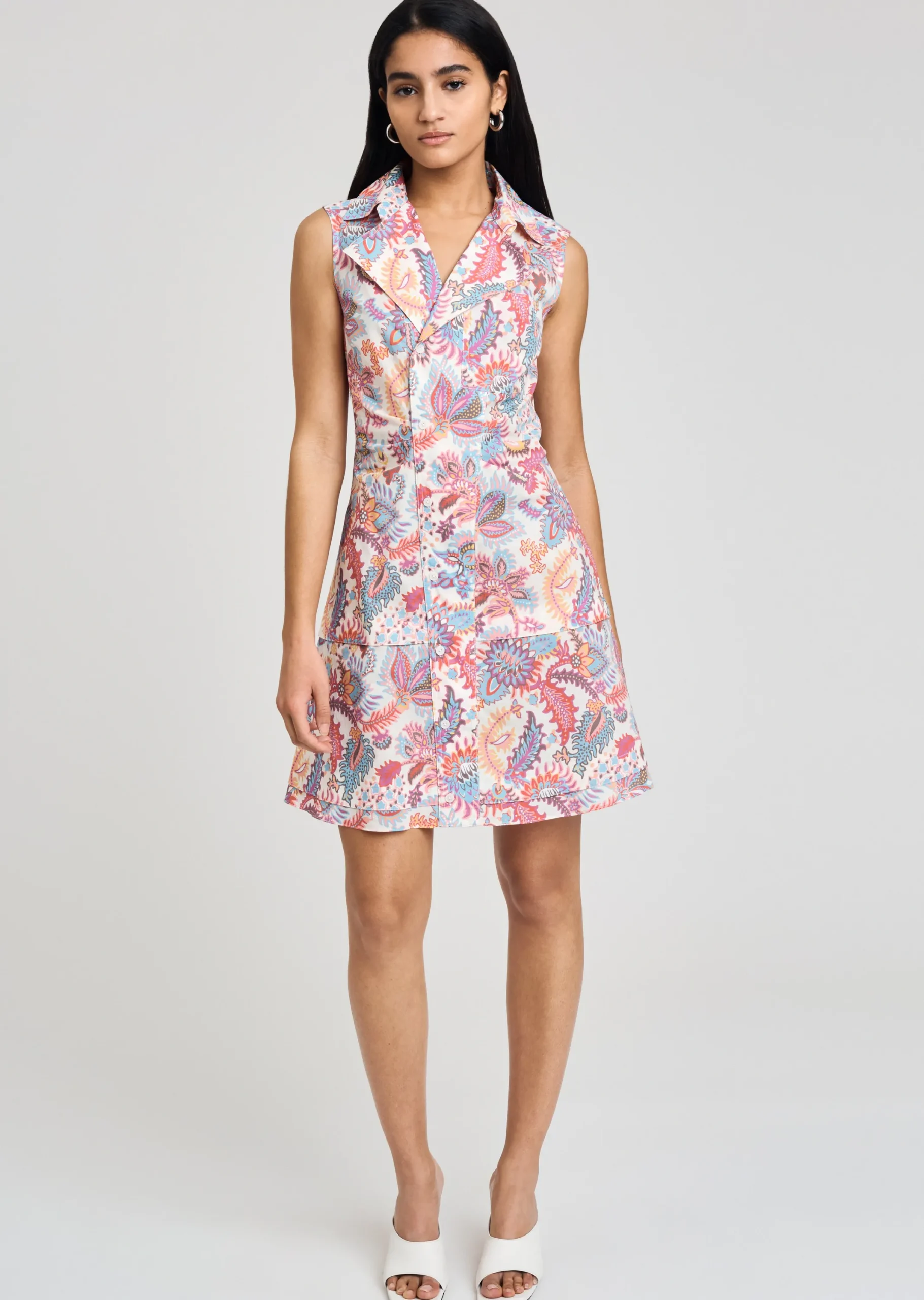 Derek Lam -Satina Shirt Dress Coral Multi