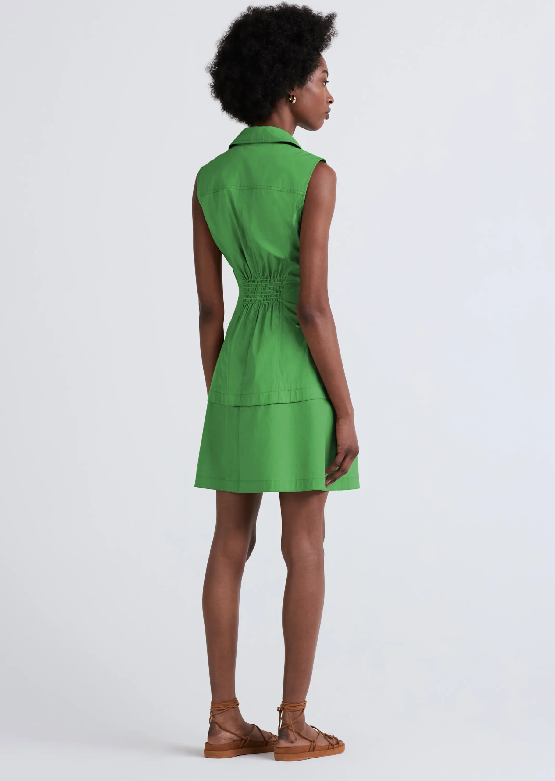 Derek Lam -Serena Lace Up Shirt Dress Green Clover