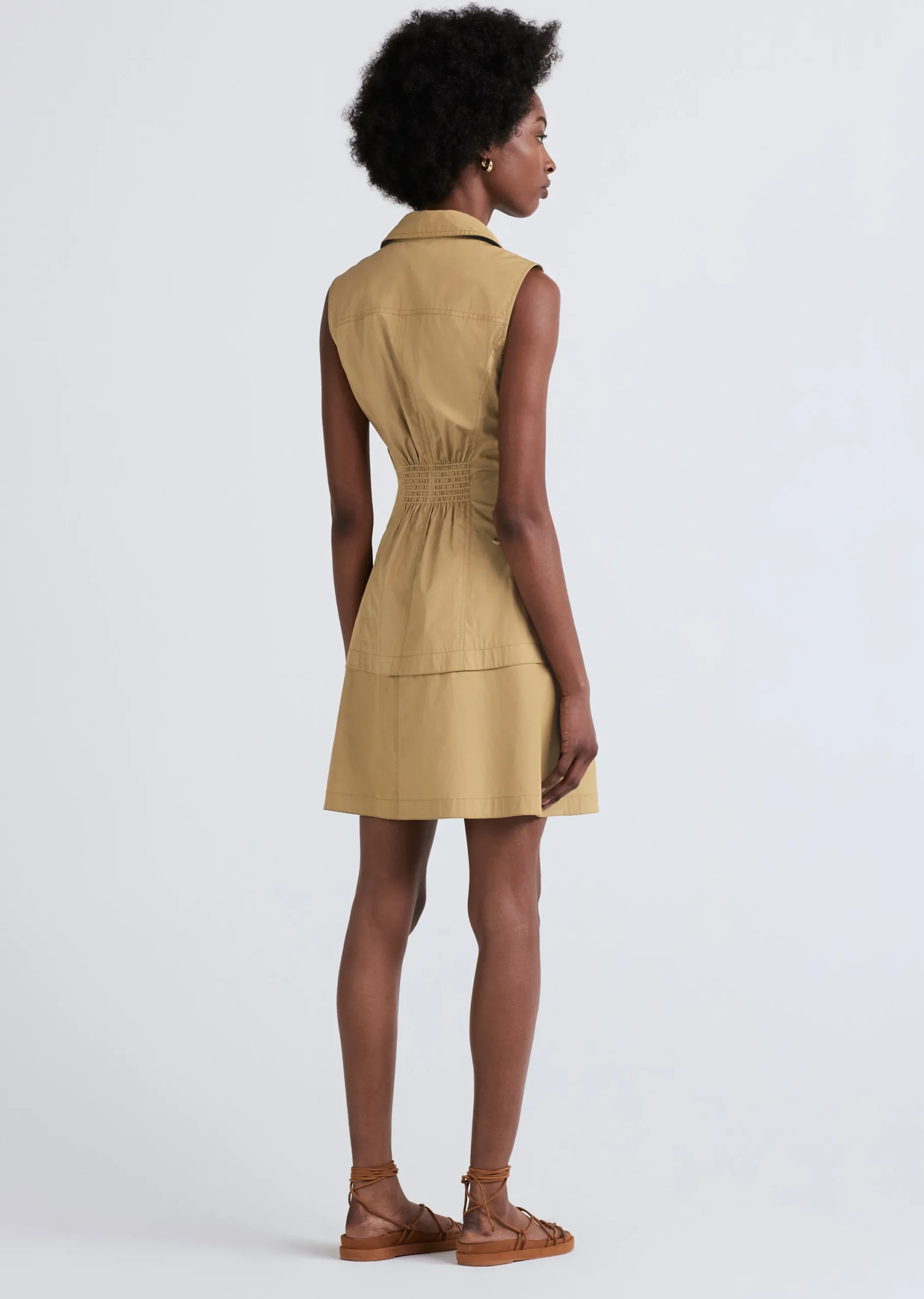Derek Lam -Serena Lace Up Shirt Dress Khaki