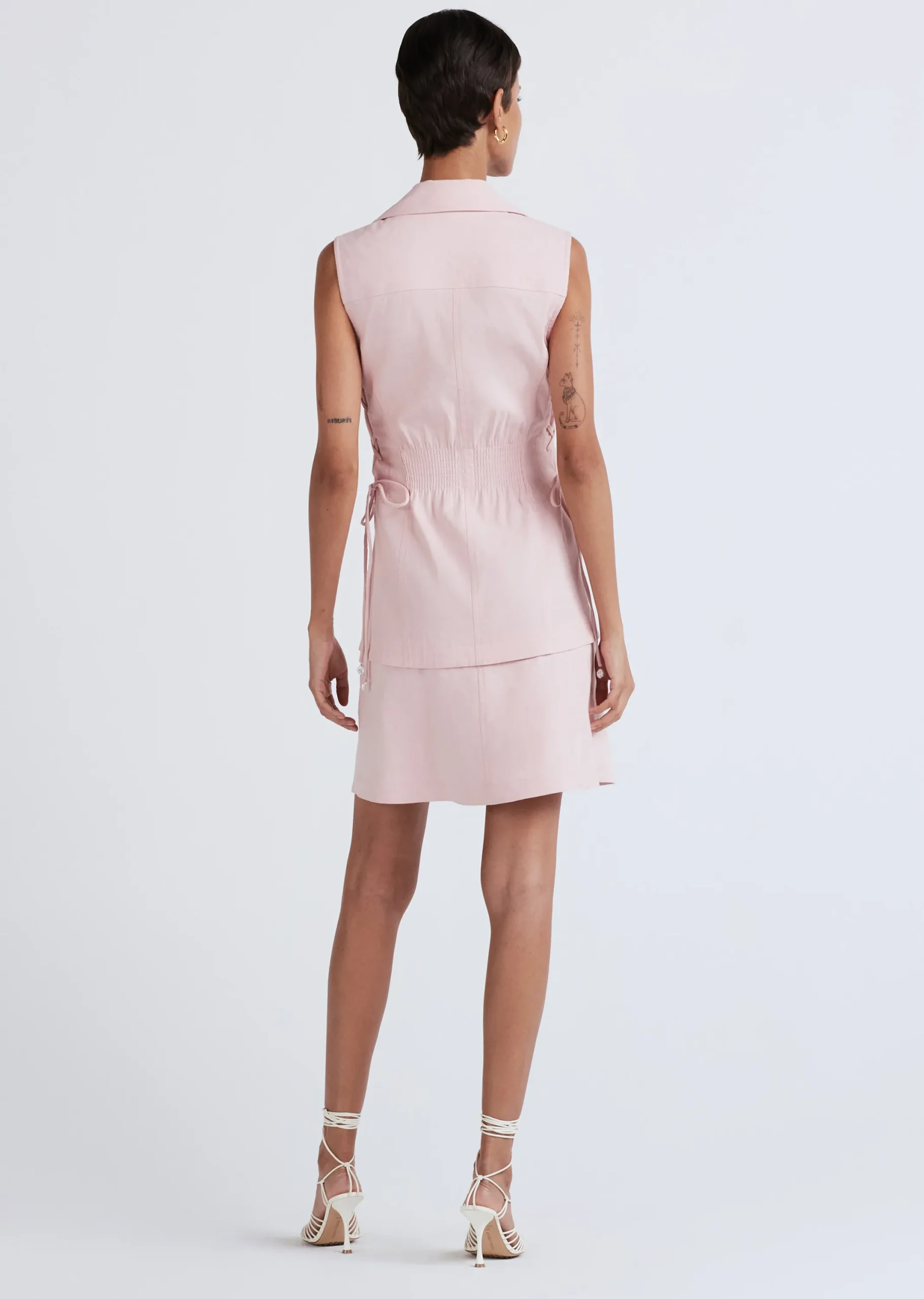 Derek Lam -Serena Lace Up Shirt Dress Pink